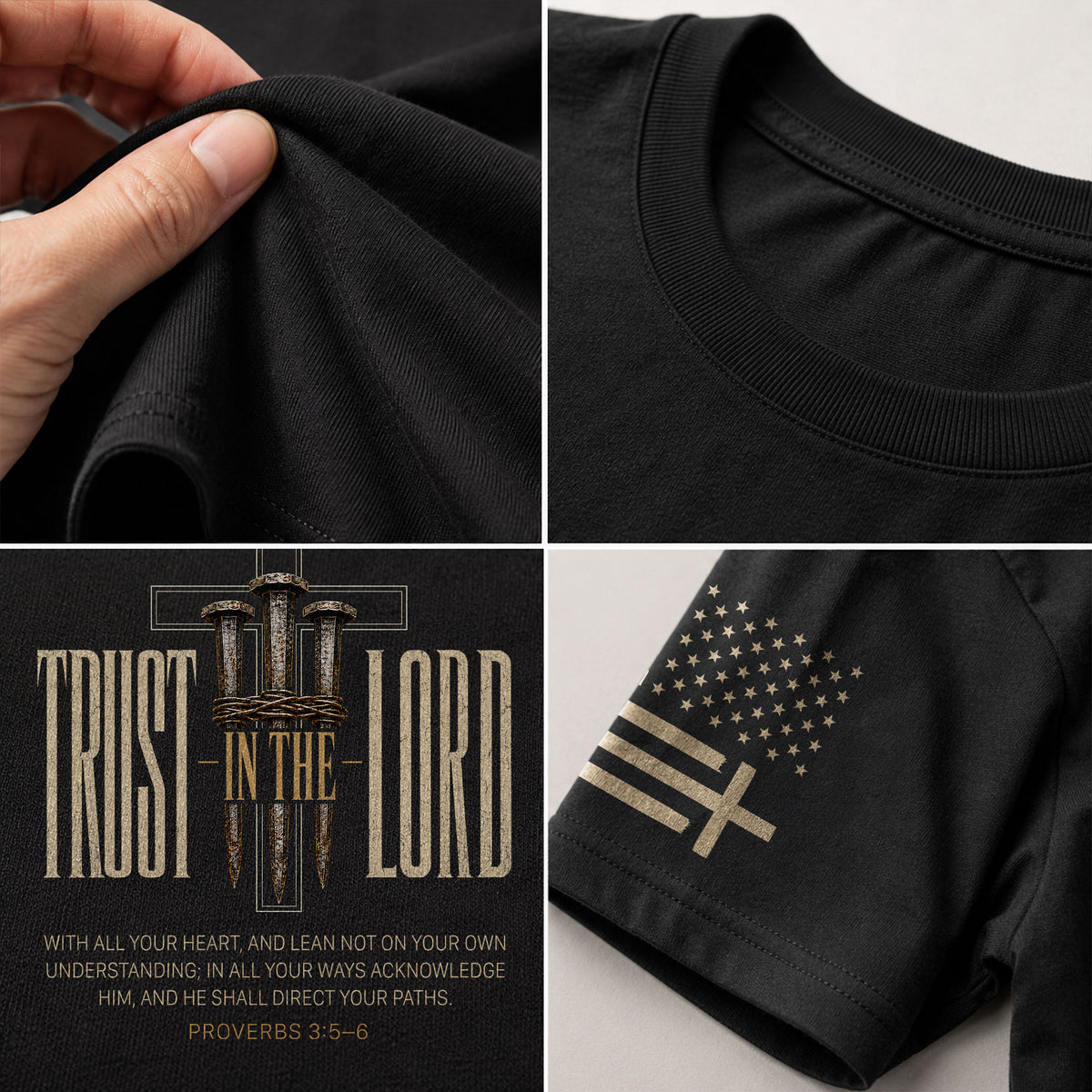 Trust In The Lord T Shirt Christian Cross Proverbs 3 5 6 Scripture Religious Tee - Rust Field Wear