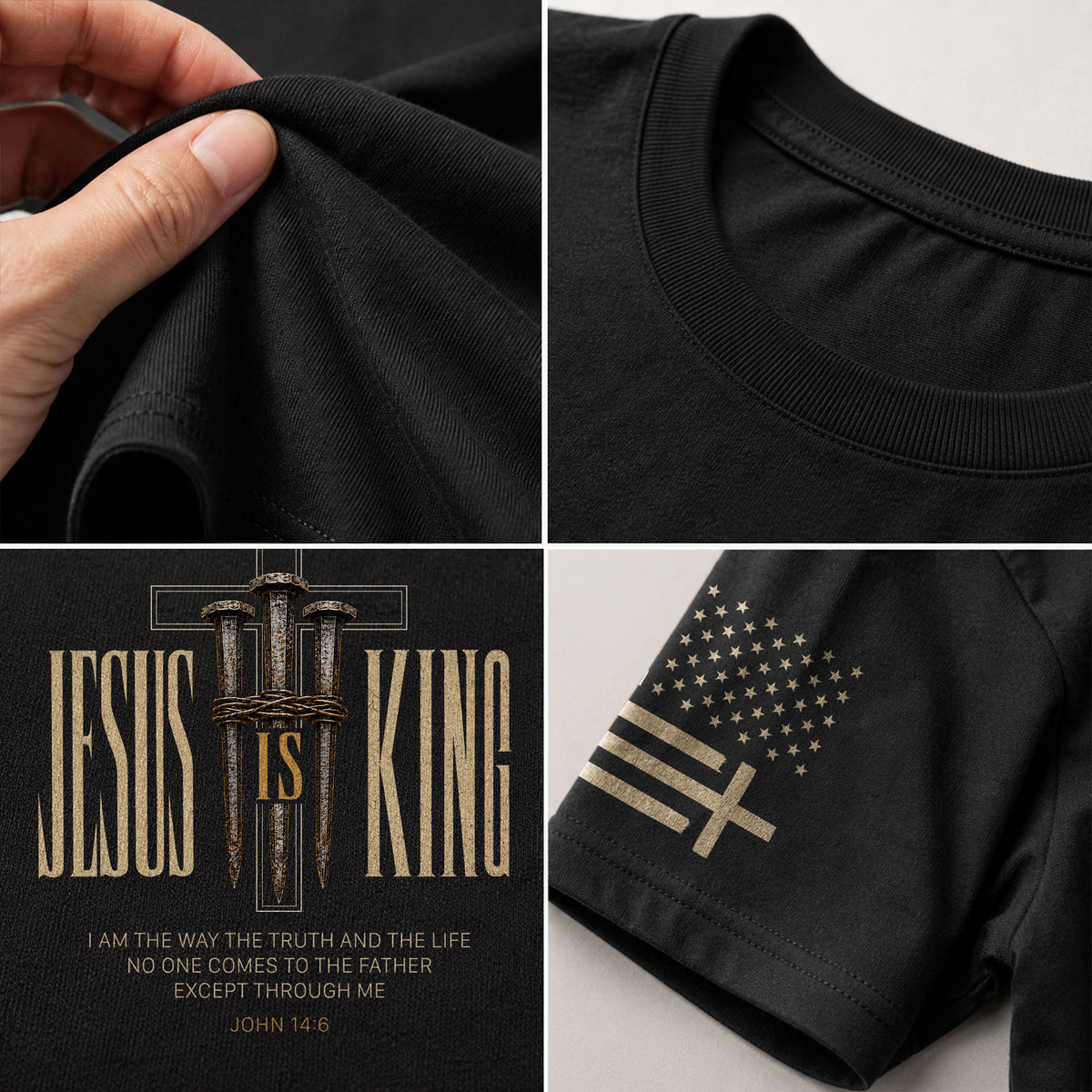 Jesus Is King T Shirt Christian Cross Nails John 14 6 Bible Verse Religious Apparel Tee - Rust Field Wear