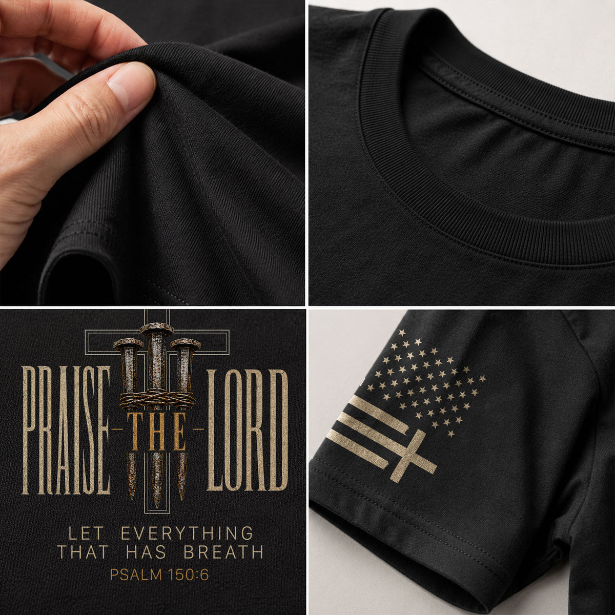 Praise The Lord Psalm 150 6 Crown Of Thorns Nails Graphic Christian T Shirt Apparel Men - Rust Field Wear