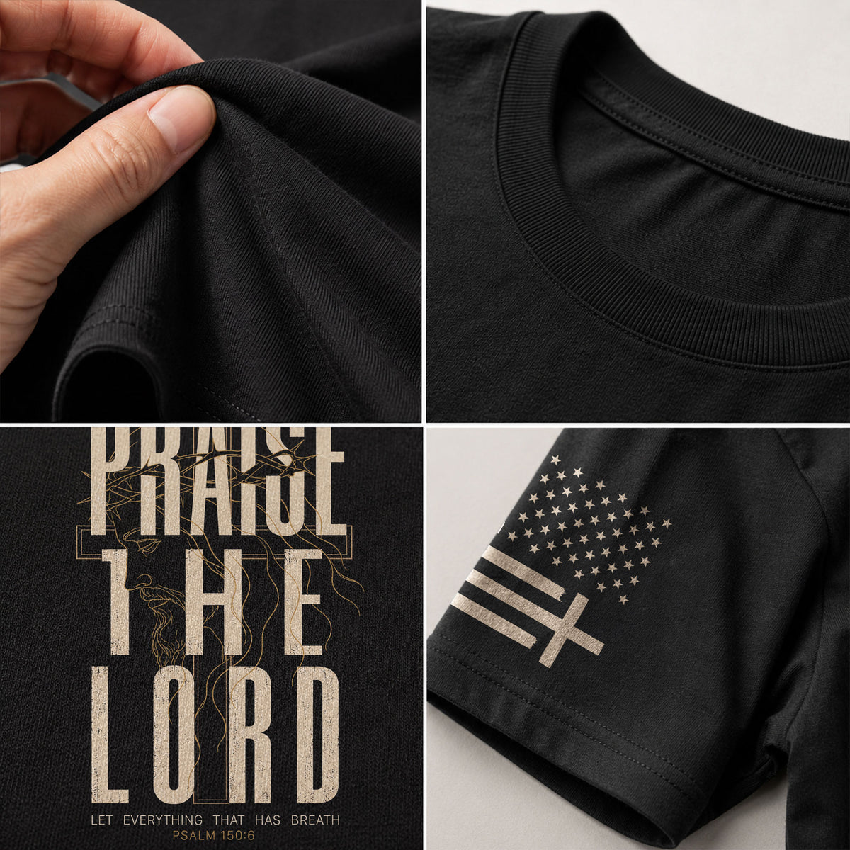 Praise The Lord Psalm 150 6 Jesus Portrait Graphic Christian T Shirt Apparel Men - Rust Field Wear