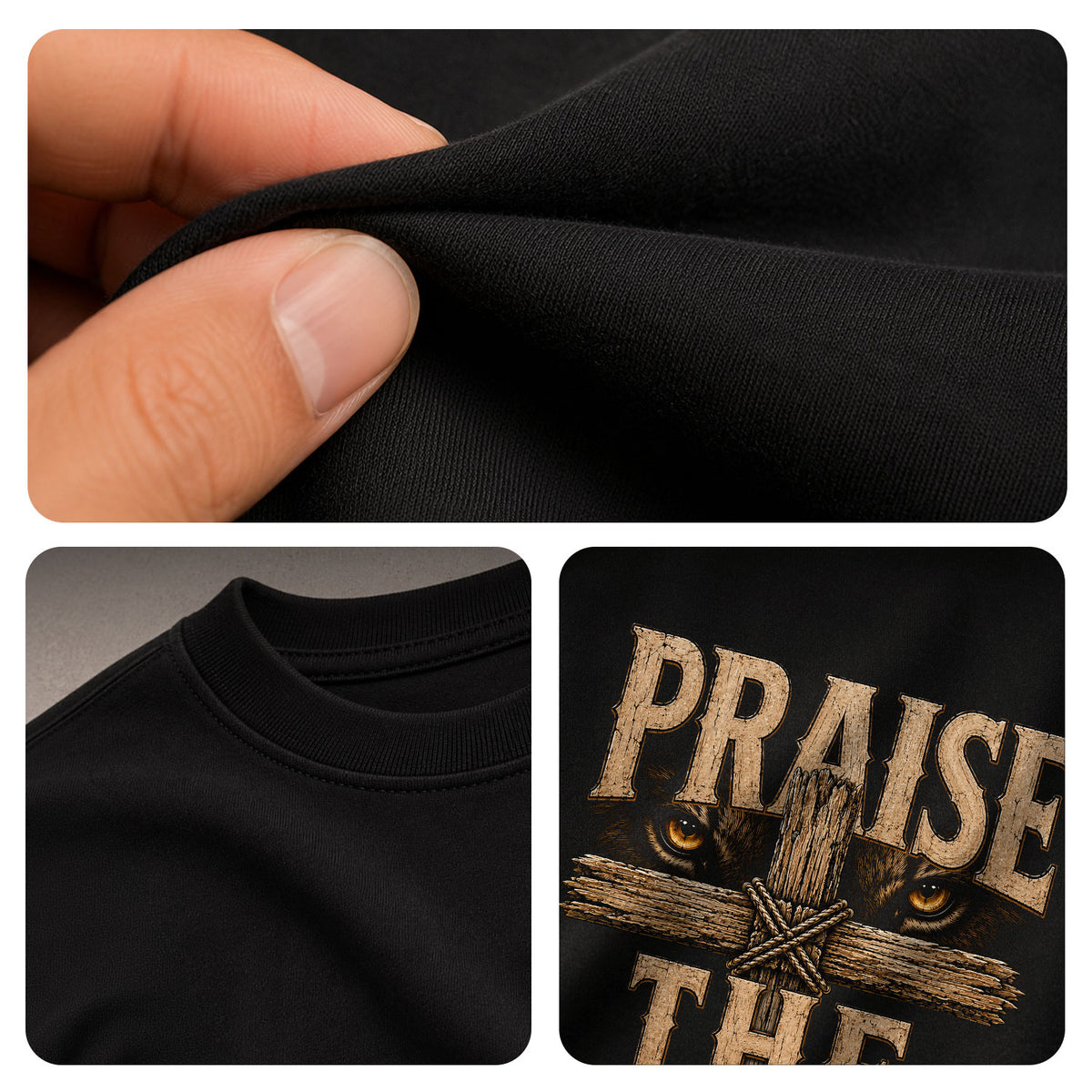 Praise The Lord Shirt Lion Of Judah Wooden Cross Christian Psalm 150 6 Faith Graphic Tee - Rust Field Wear