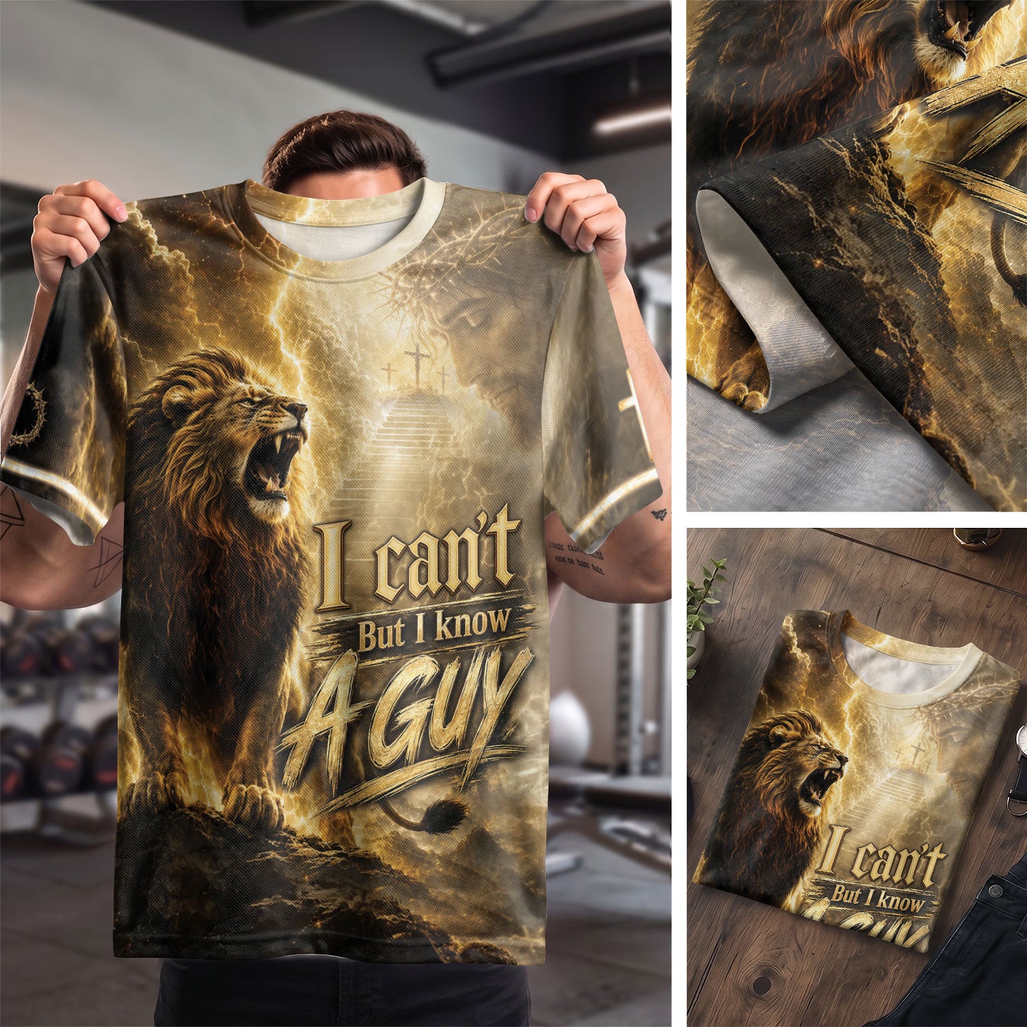 I Can't But I Know A Guy Jesus Shirt Christian Lion Cross 3D All Over Print Graphic Men