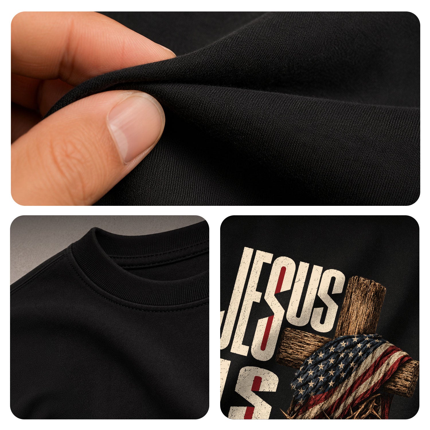 Jesus Is King Shirt Patriotic Christian Men Shirt Wooden Cross American Flag Crown Of Thorns - Rust Field Wear
