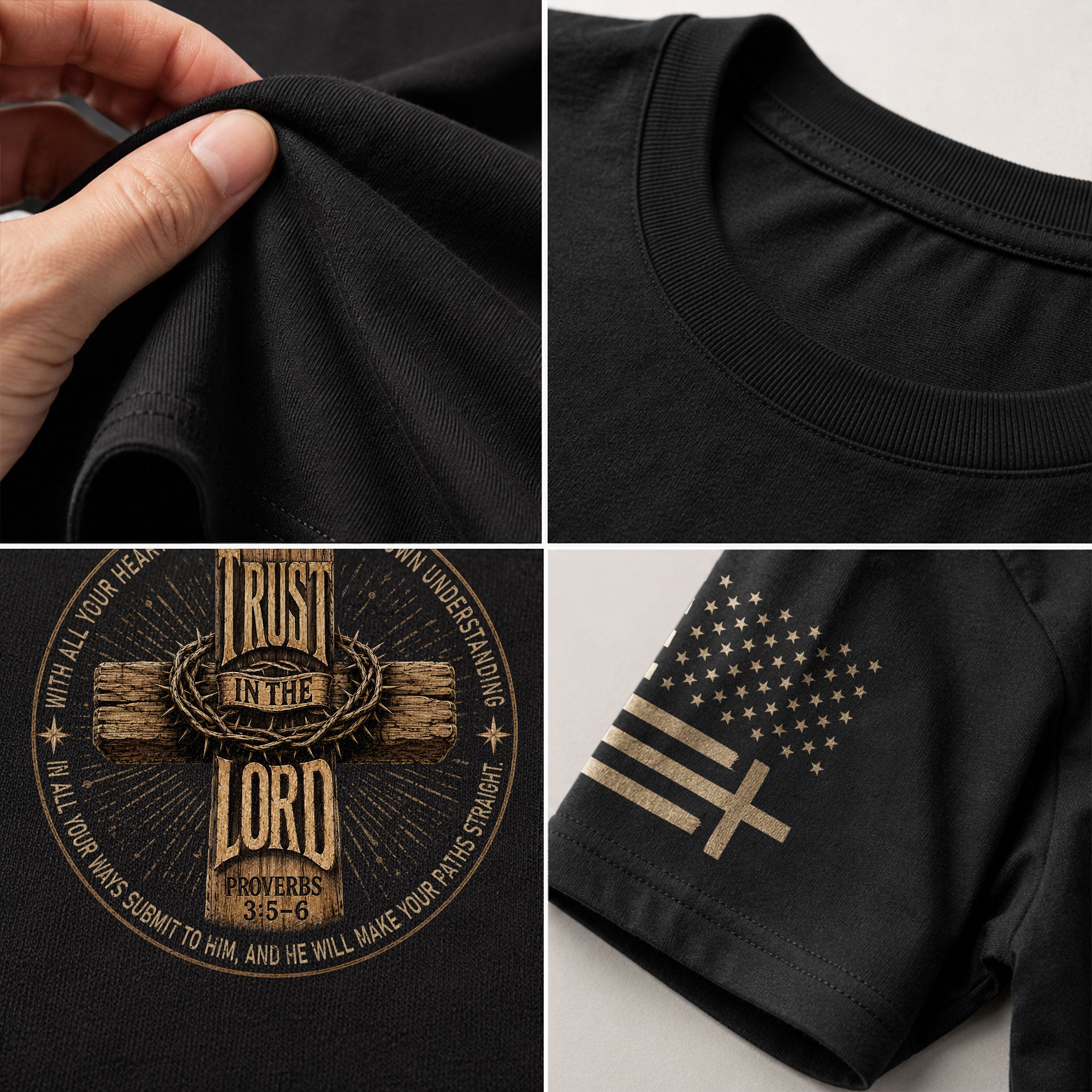 Trust In The Lord Proverbs Scripture Christian Graphic Crewneck Tee Shirt For Men - Rust Field Wear
