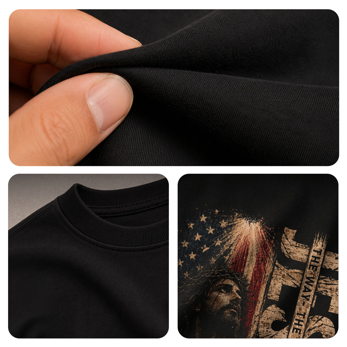 Jesus The Way The Truth The Life Shirt American Flag Christian Graphic Casual Crewneck Men - Rust Field Wear