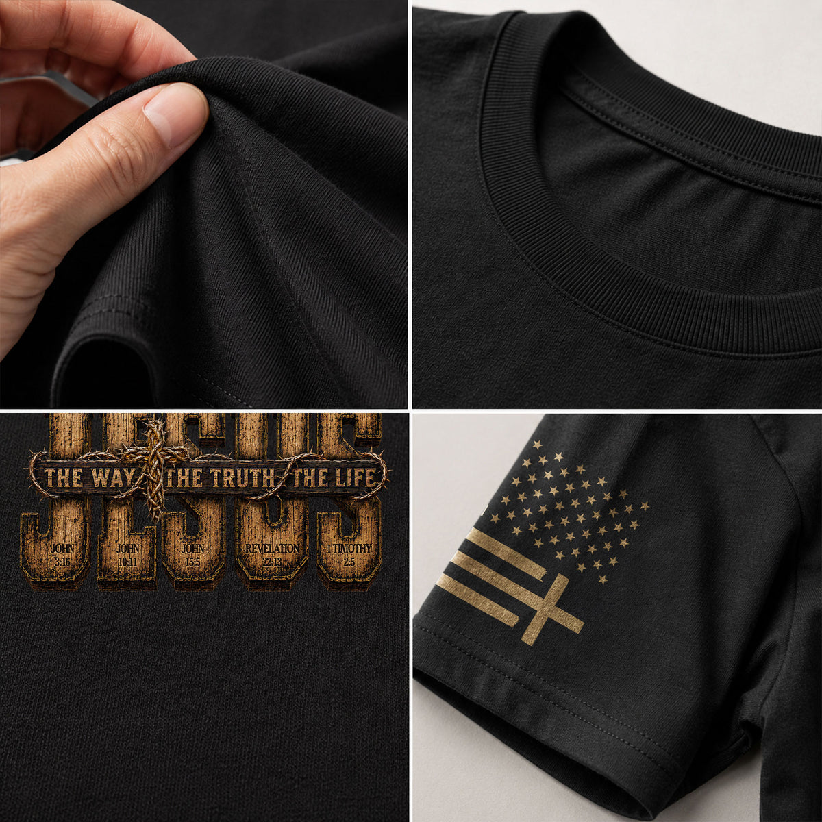 Jesus The Way The Truth The Life Scripture Cross Christian Graphic Crewneck Tee Men - Rust Field Wear