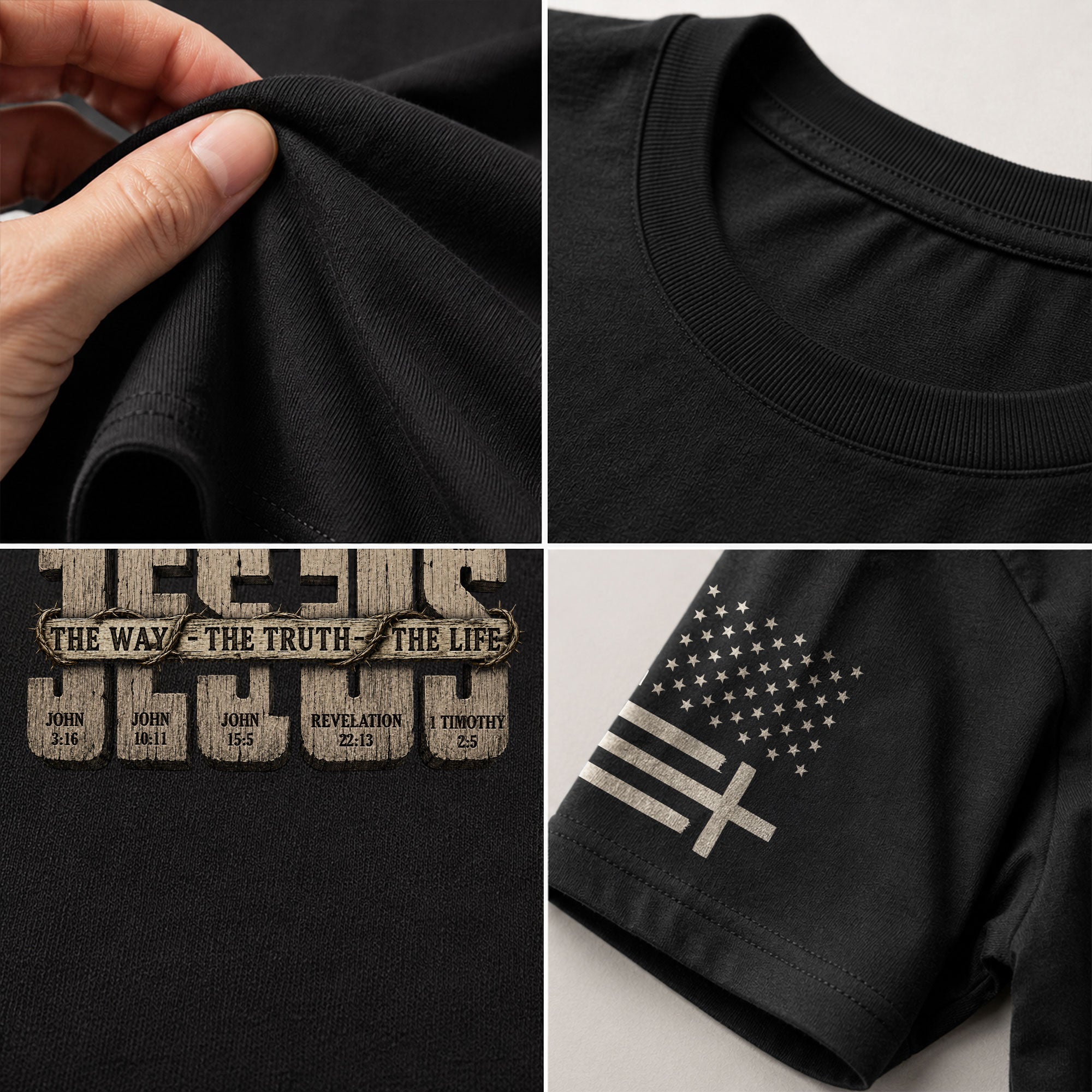 Jesus Shirt Men Christian T-Shirt The Way The Truth The Life Bible Verse Faith Graphic Tee