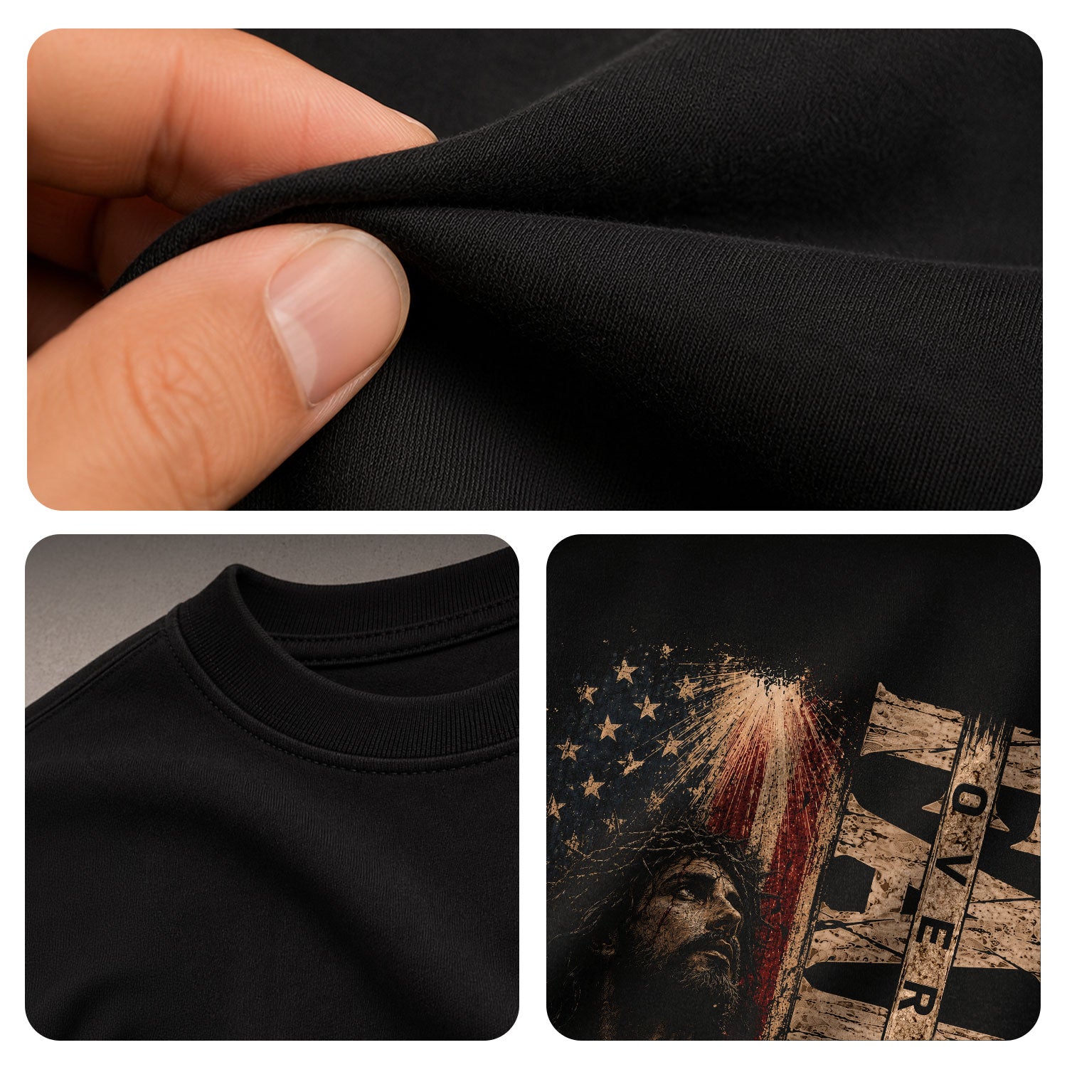 Faith Over Fear Jesus USA Flag Christian Graphic Tee Shirt For Men Faith Apparel - Rust Field Wear