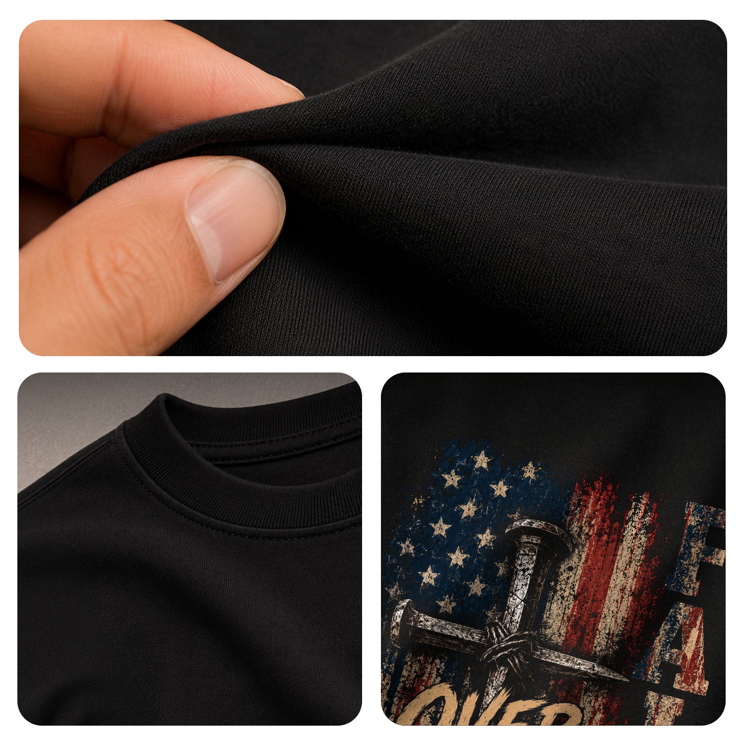 Faith Over Fear Nail Cross USA Flag Christian Graphic Tee Shirt For Men Clothing - Rust Field Wear