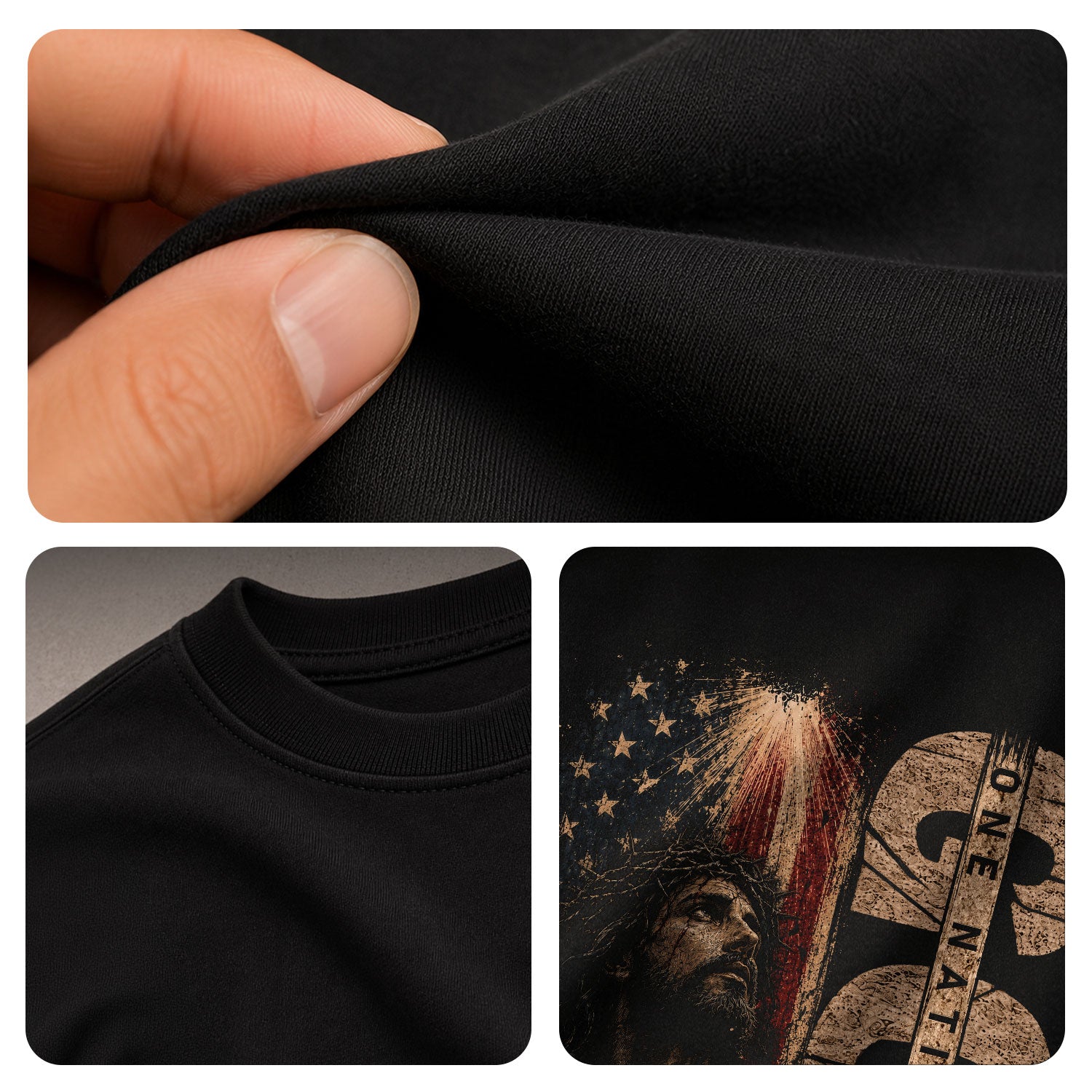 One Nation Under God Jesus USA Flag Christian Graphic Tee Shirt Men Faith Apparel - Rust Field Wear