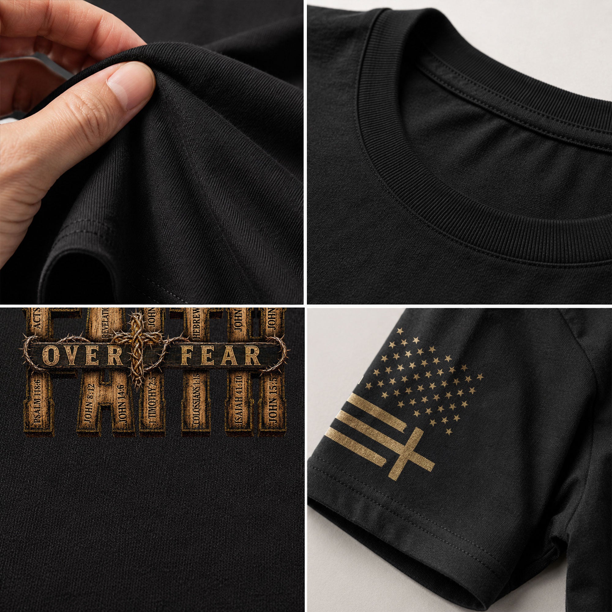 Faith Over Fear Wood Letters Scripture Christian Graphic Tee Shirt For Men Apparel - Rust Field Wear