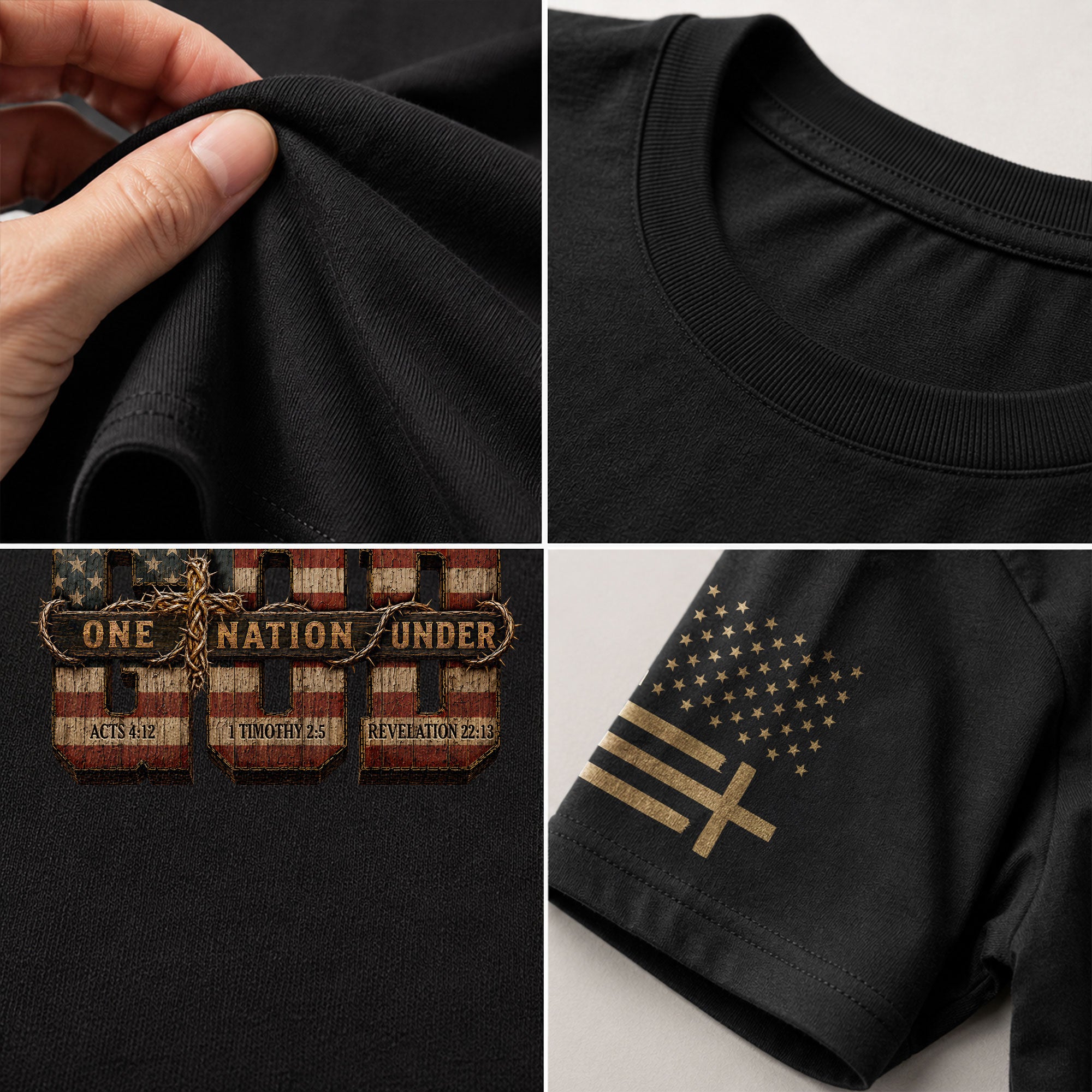 One Nation Under God USA Flag Scripture Christian Graphic Tee Shirt For Men Apparel - Rust Field Wear