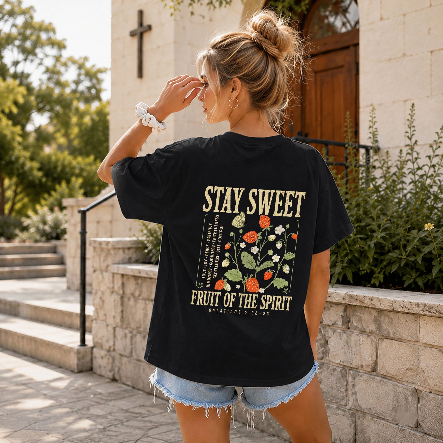 Stay Sweet Fruit Of The Spirit Galatians 5 22 23 Berry Christian Tee For Women Apparel