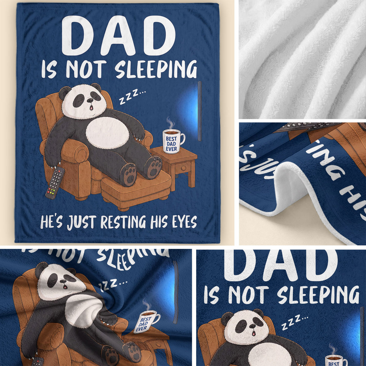 Dad Is Not Sleeping Panda Funny Gift Throw Blanket For Father Day Home Decor Apparel - Rust Field Wear