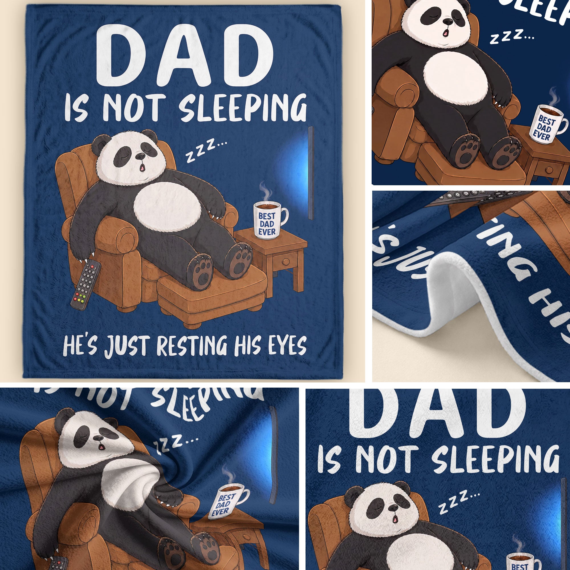 Dad Is Not Sleeping Panda Funny Gift Throw Blanket For Father Day Home Decor Apparel - Rust Field Wear