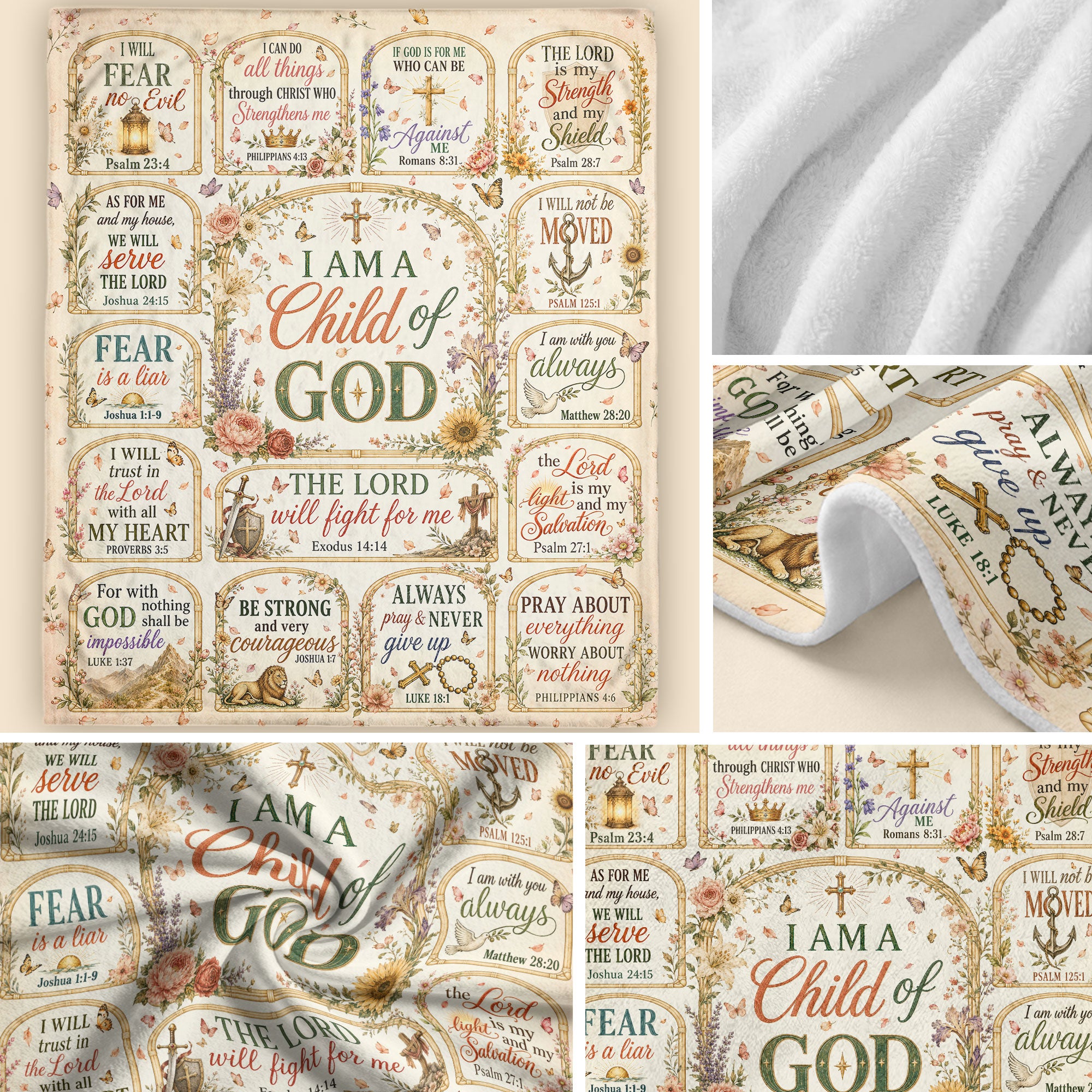 I Am A Child Of God Blanket Floral Christian Bible Verse Throw Cozy Religious Scripture