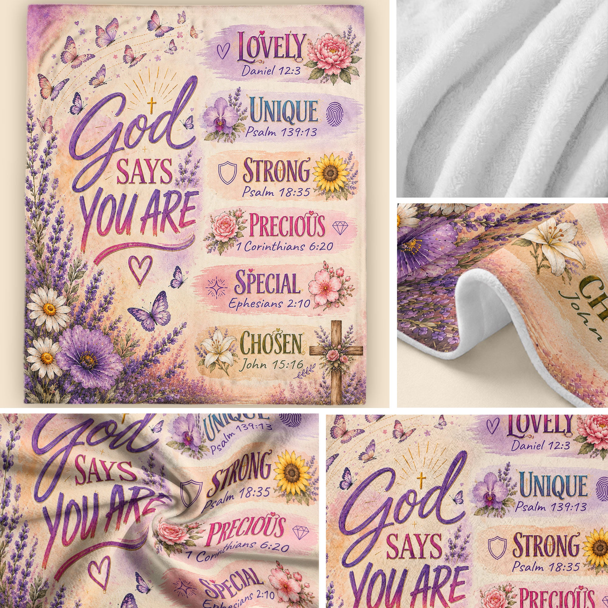 God Says You Are Blanket Floral Christian Bible Verse Throw Cozy Religious Scripture Gift