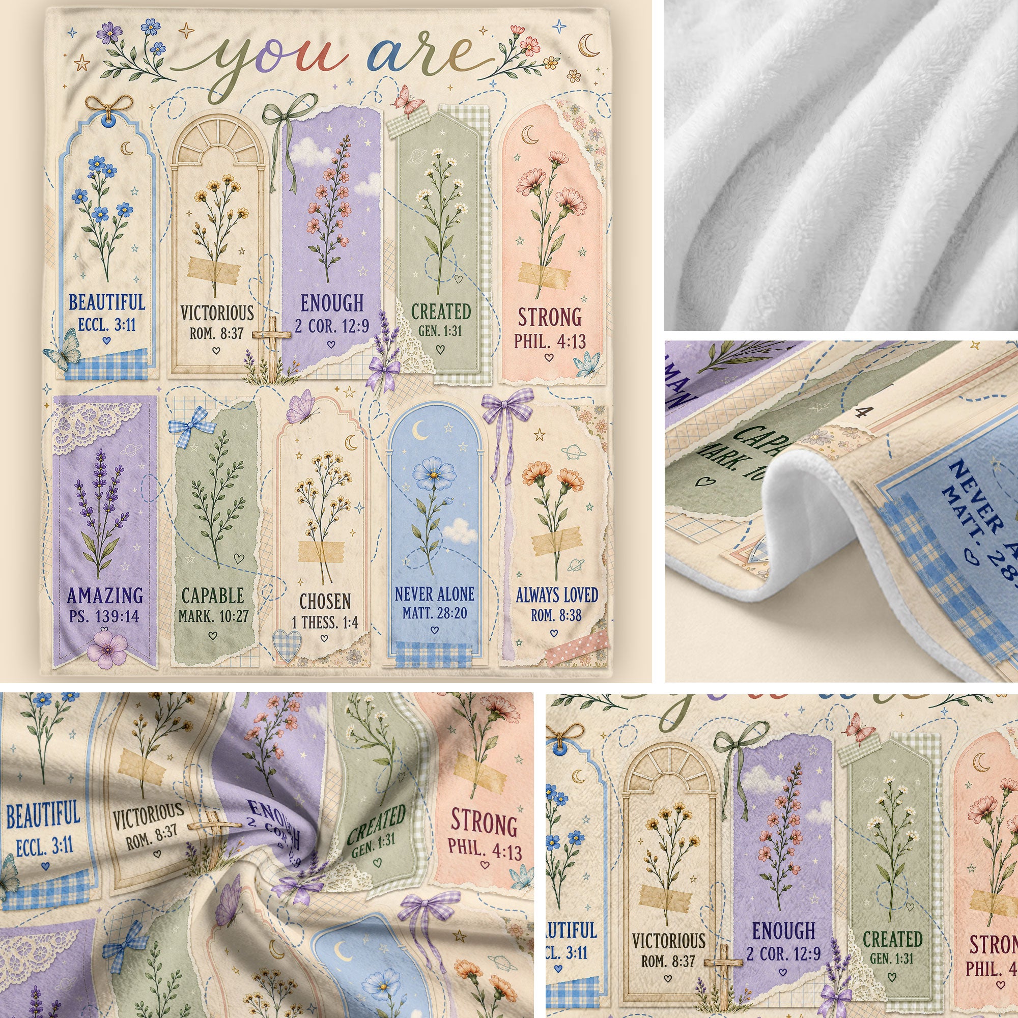 Bible Verse Blanket You Are Christian Affirmations Floral Throw Blanket Scripture Gift