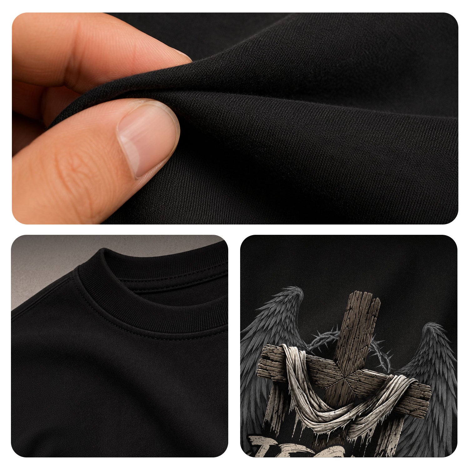 Jesus Shirt The Way The Truth The Life Men T-Shirt Angel Wings Cross Christian Faith Tee