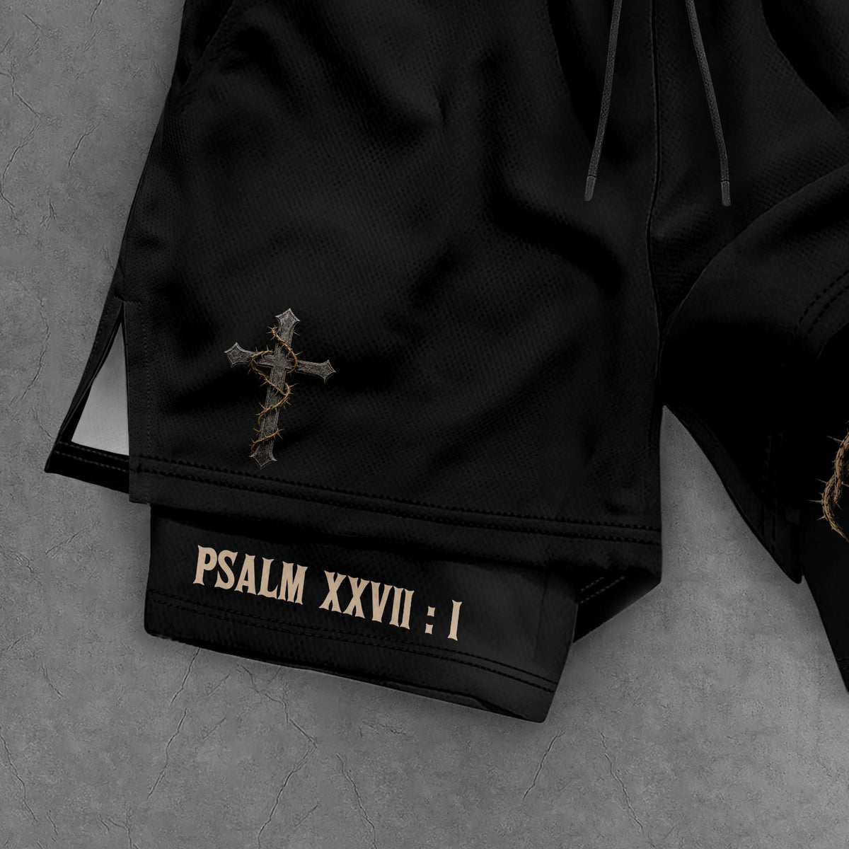 Men's Faith Over Fear Double Layer Track Shorts - Christian Psalm 27:1 Gym Shorts - Rust Field Wear