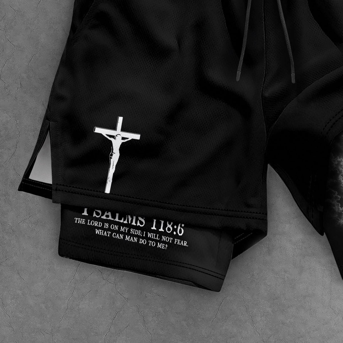 Faith Over Fear Mens Double Layer Track Shorts Christian Gym Athletic Shorts Psalms 118:6 - Rust Field Wear