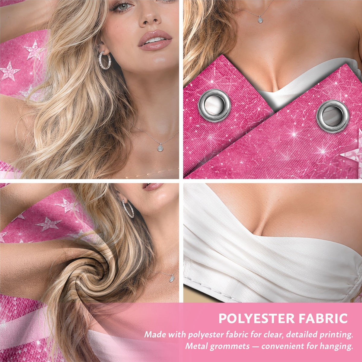 Pink Flag Custom with Pink Glitter Butterfly Photo Collage, Custom Flag with Picture, Pink American Flag Custom, Rustfield Co. - Rust Field Wear