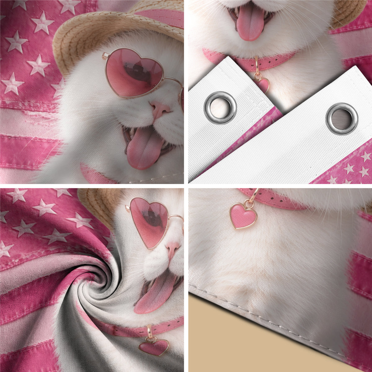 Custom Pink Distressed USA Flag Portrait Photo Collage Banner Wall Art Tapestry Piece