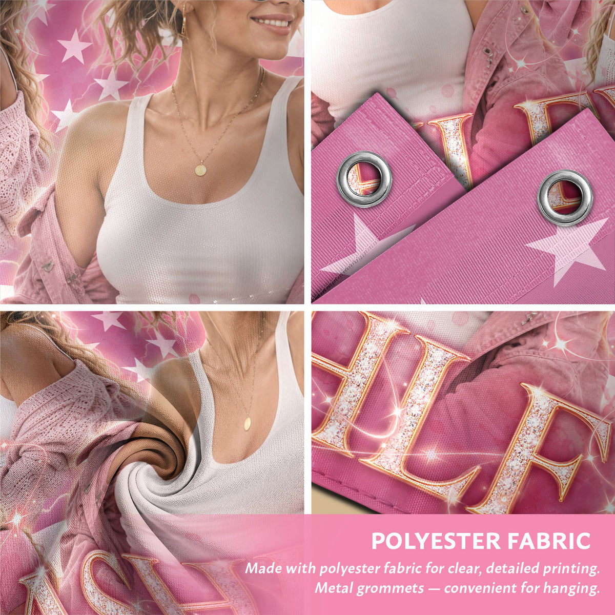 Custom Photo American Flag Pink Glitter Butterfly Personalised Name Picture USA Flag - Rust Field Wear