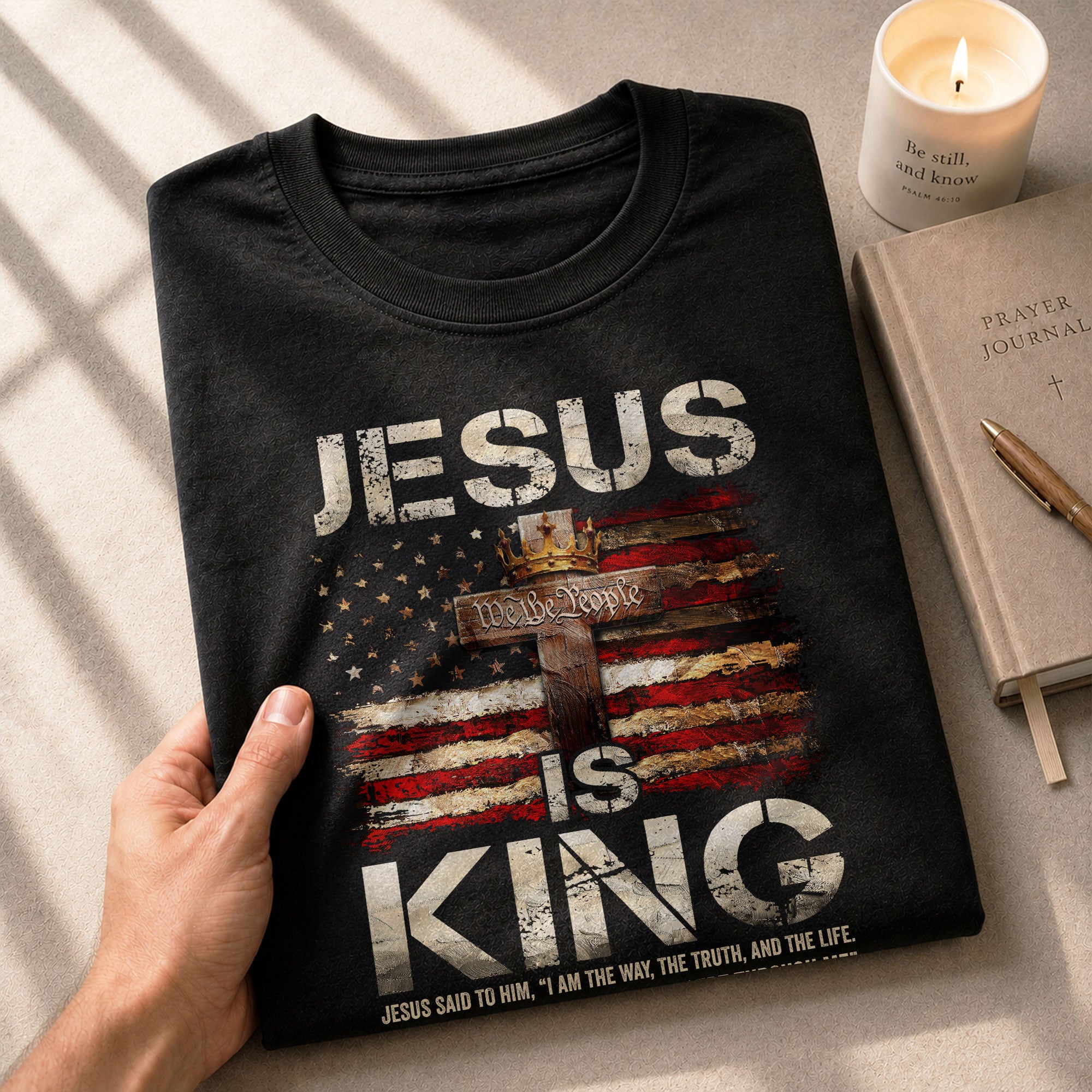 Christian Shirts for Men - Jesus Is King John 14:6, Christian Tee Shirts - Rust Field Wear