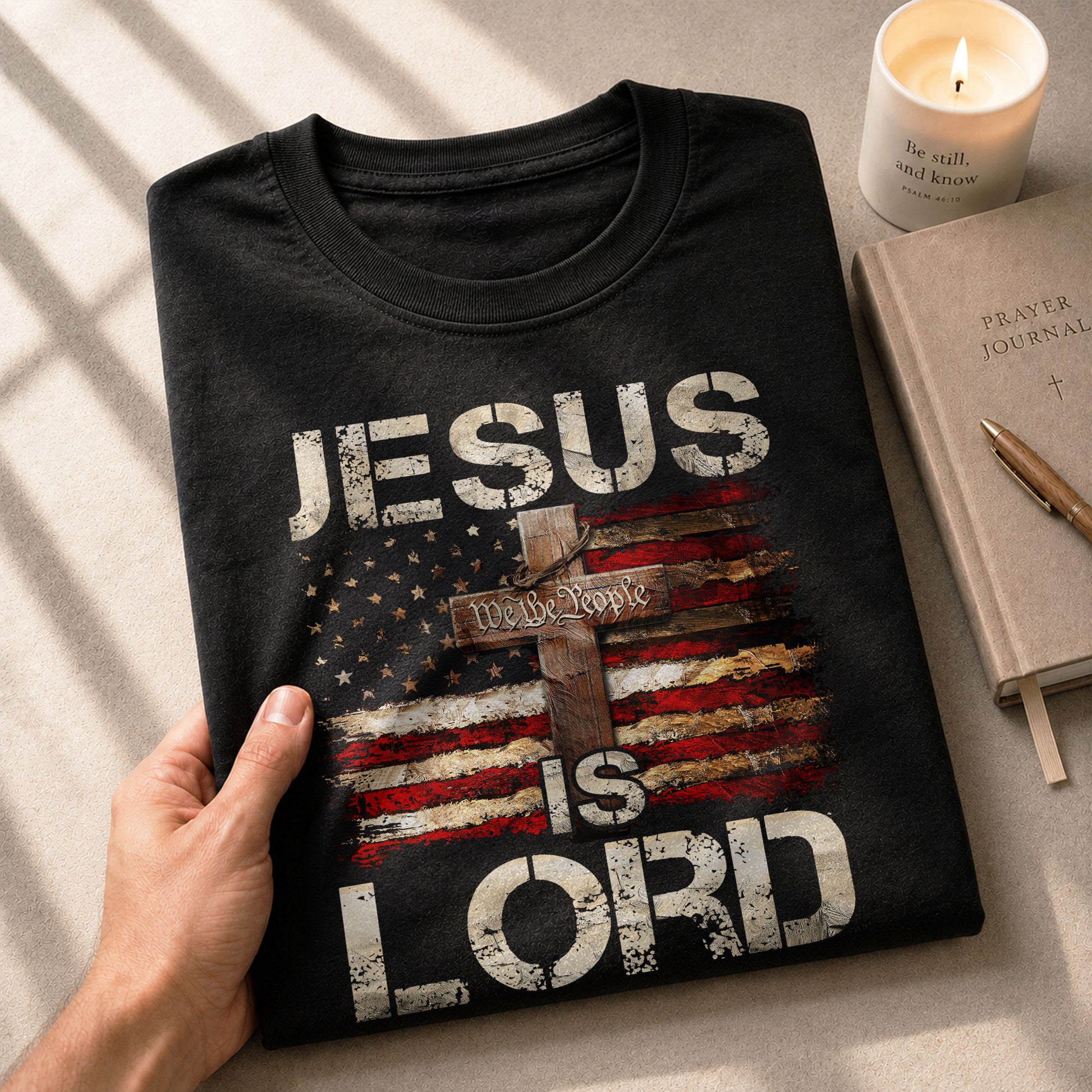 Jesus Is Lord Bold Faith and American Spirit, Christian Tee Shirts - Faith Shirts for Men - Rust Field Wear