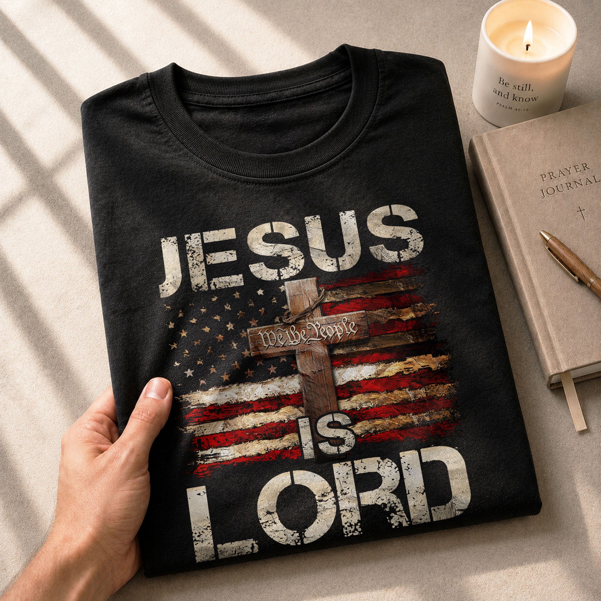 Jesus Is Lord Bold Faith and American Spirit, Christian Tee Shirts - Faith Shirts for Men - Rust Field Wear
