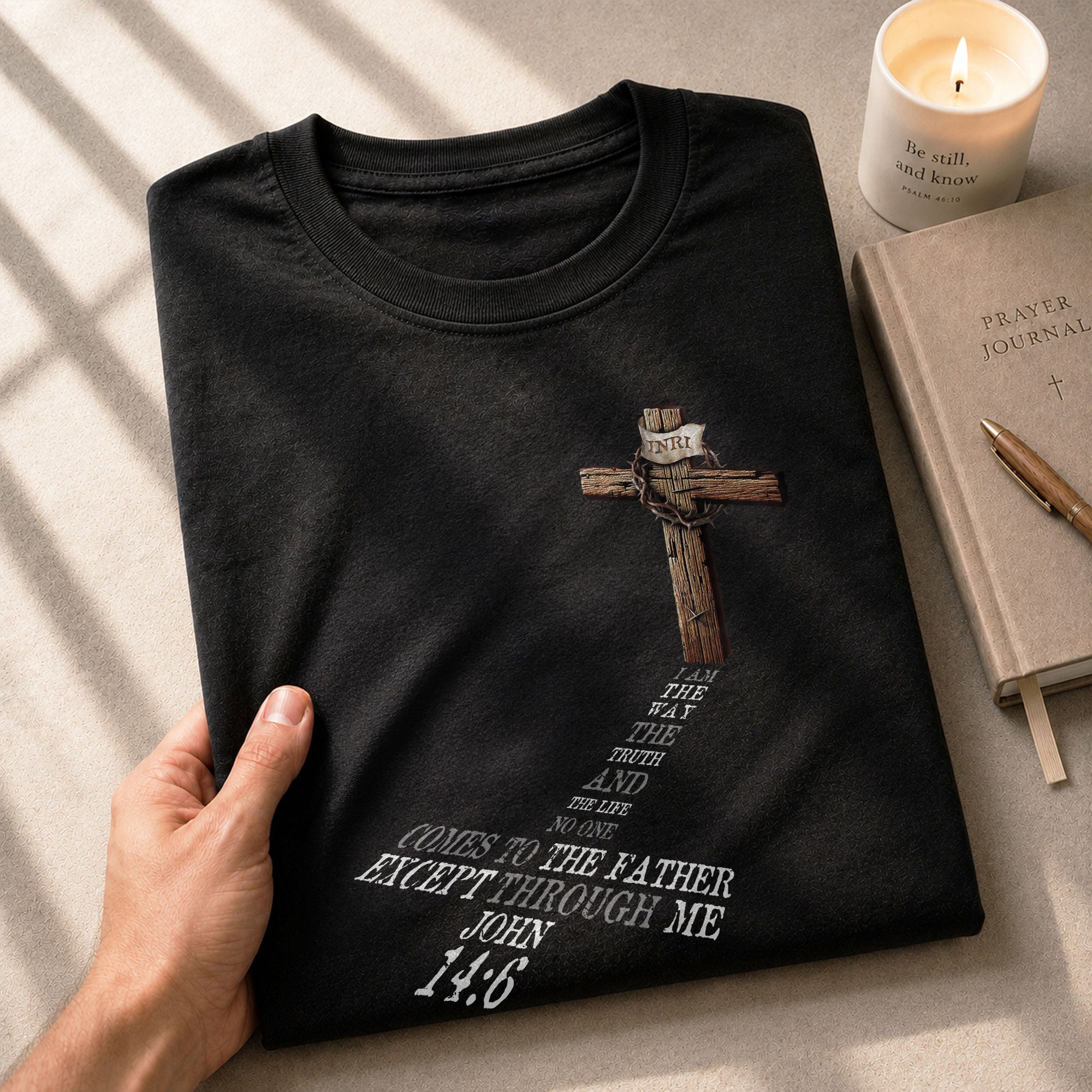 INRI Cross John 14:6 - Christian Tee Shirts, Christian Shirts for Men - Rust Field Wear