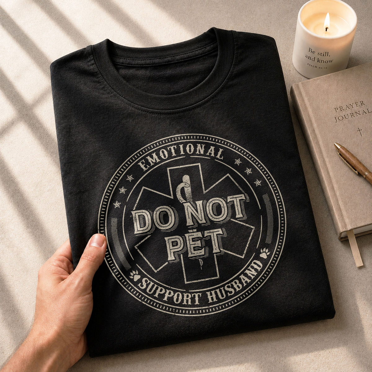Funny Do Not Pet Support Husband Emblem Graphic Tee Shirt Casual Apparel Top Clothing