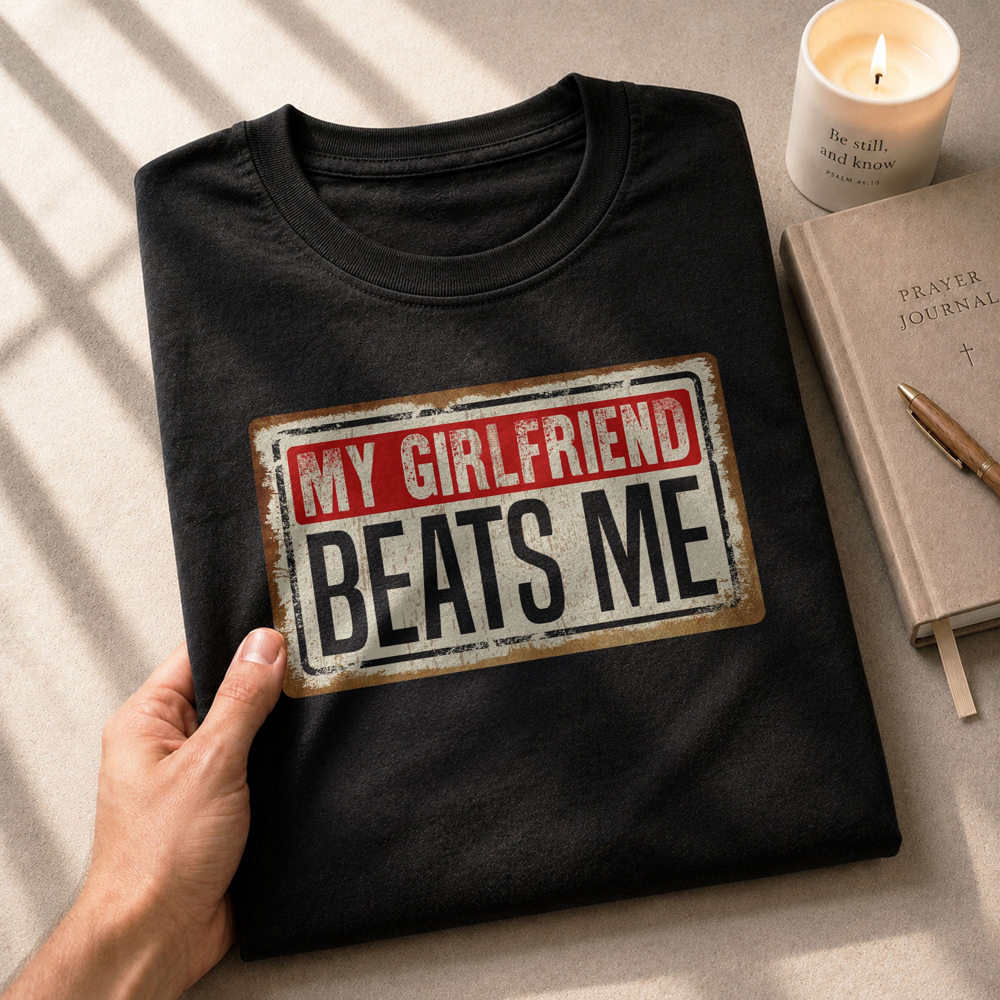 My Girlfriend Beats Me Funny Joke Quote Men Vintage Graphic Shirt Casual Novelty Tops