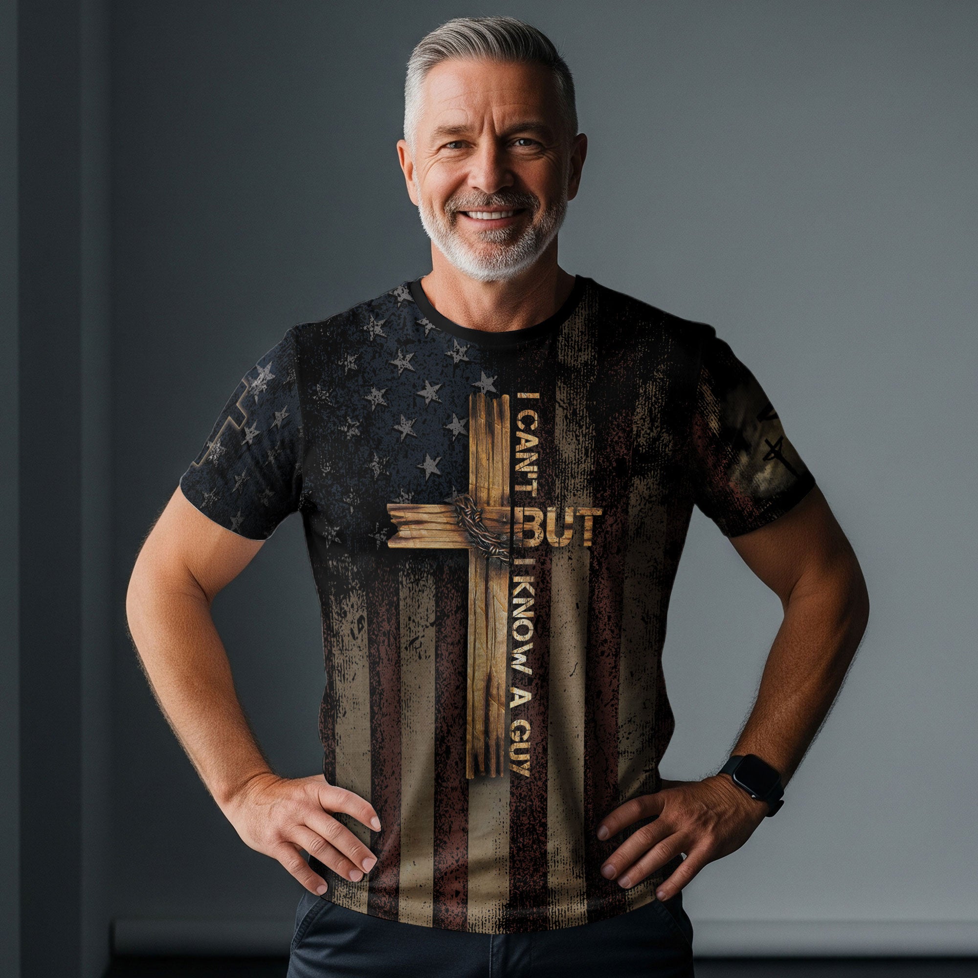 Freedom Shirts - I Can't But I Know A Guy Cross and Flag Faith Warrior, Christian Tee Shirts for Men, RustField Co - Rust Field Wear