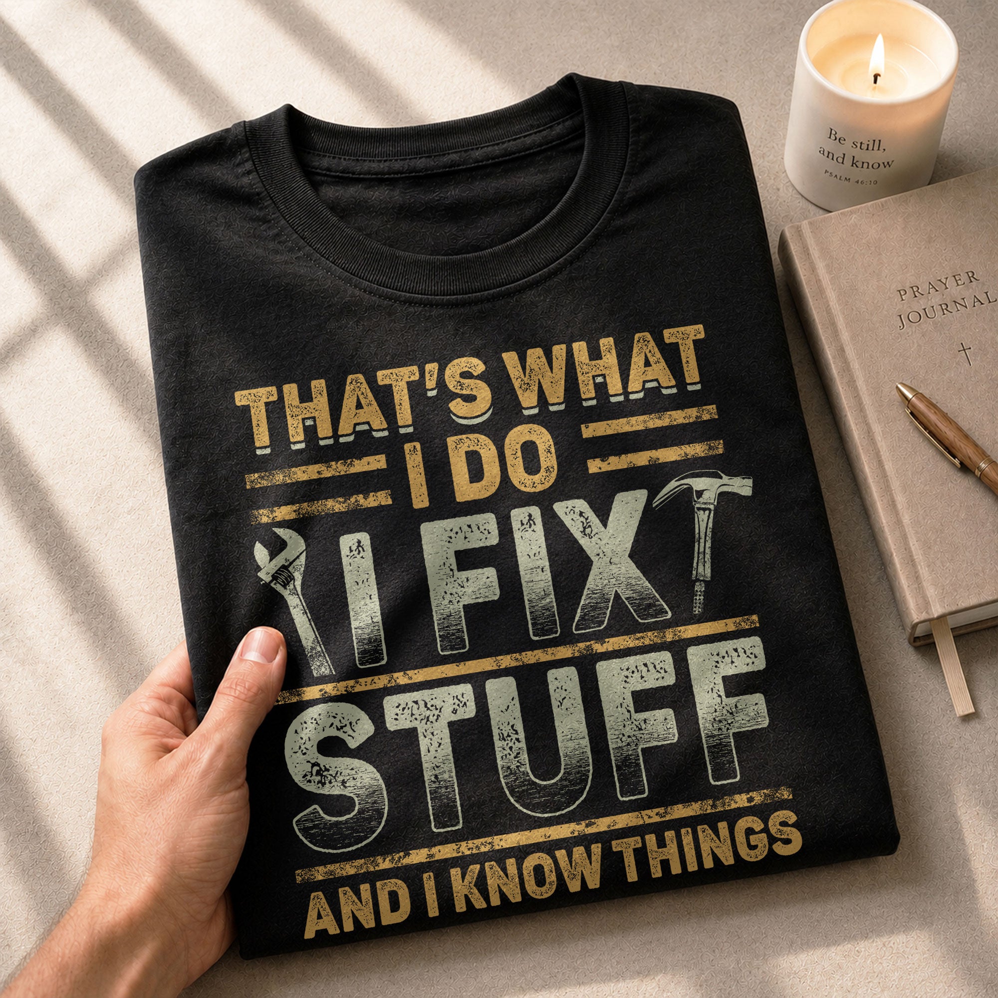 Men I Fix Stuff And I Know Things Quote T-Shirt Graphic Print Vintage Sleeves Tee Shirt