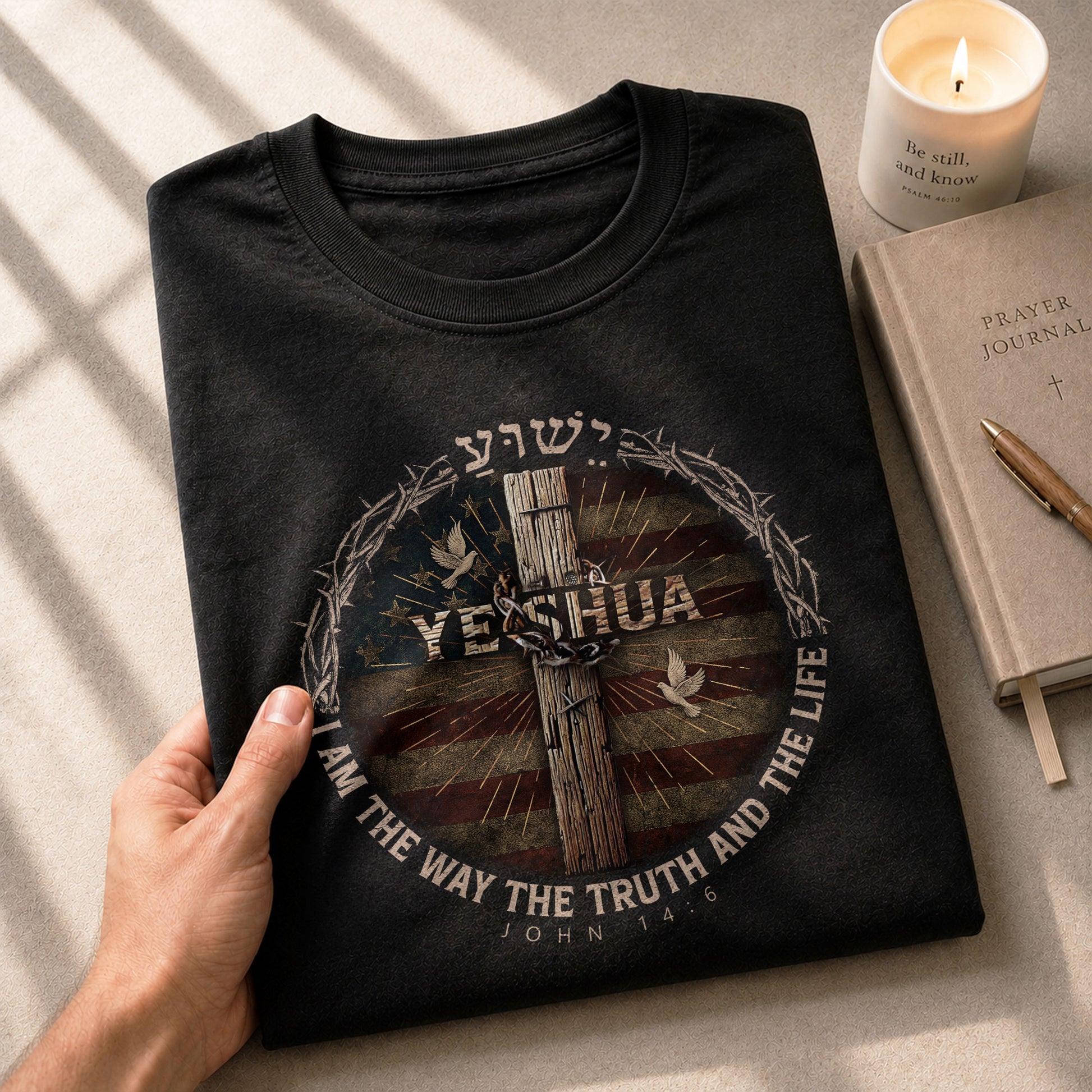 Faith Based Christian Tee Shirts, Yeshua The Only Way (John 14:6) - Christian Shirts for Men - Rust Field Wear