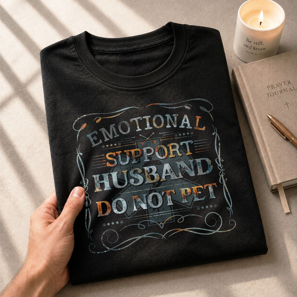 Emotional Support Husband Do Not Pet Sarcastic Graphic Tee Shirt Casual Cotton Top