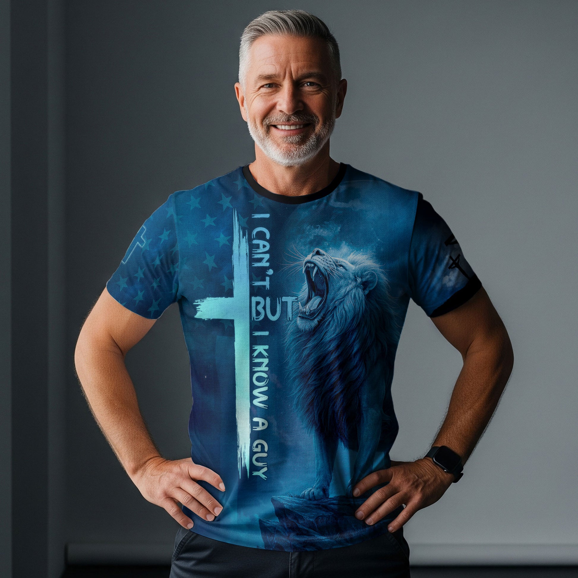 Christian Tee Shirts, I Can't But I Know A Guy Lion - Freedom Shirts for Men, RustField Co - Rust Field Wear