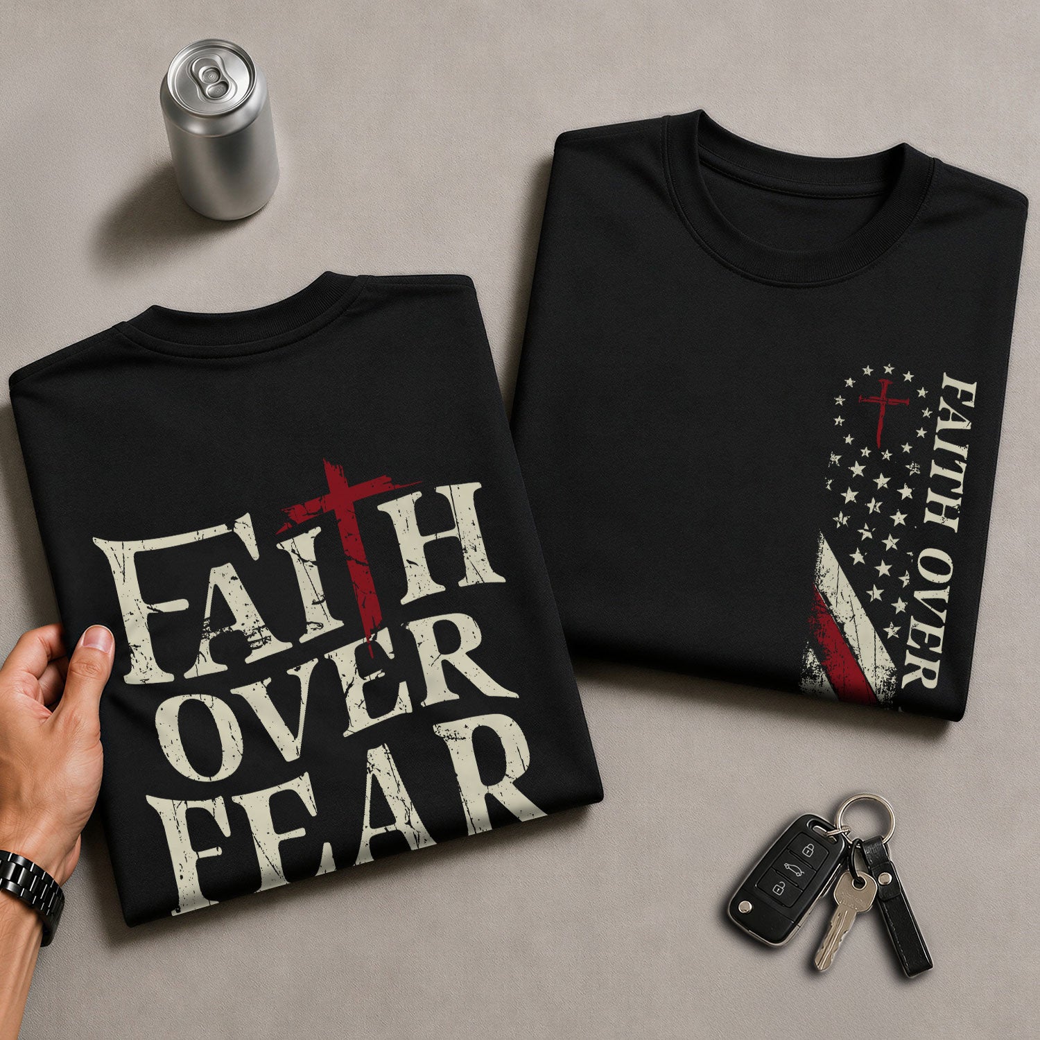 Faith Over Fear Christian Strength, Christian Tee Shirts - Faith Shirts for Men - Rust Field Wear