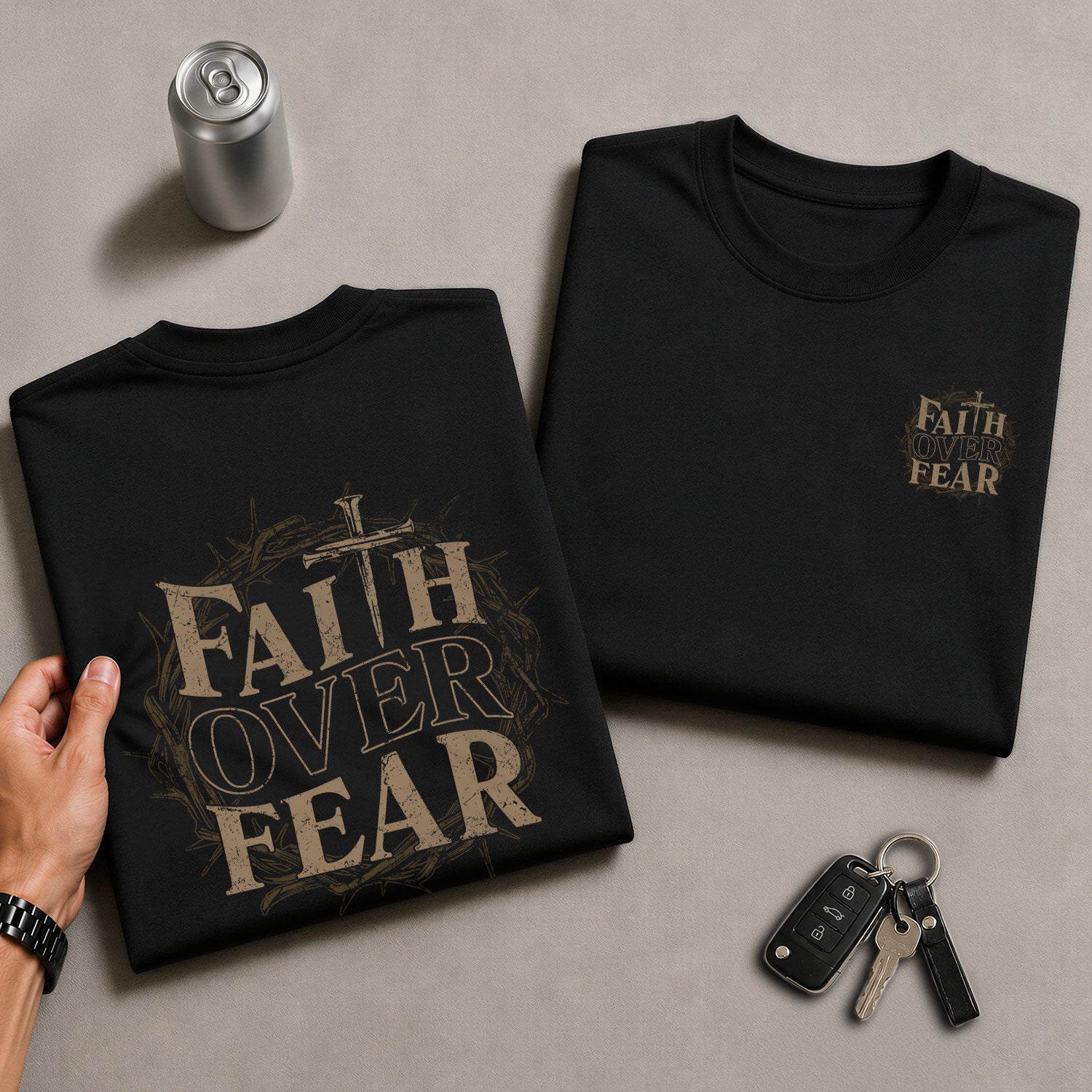 Faith Over Fear Stand In Faith - Christian Tee Shirts, Christian Shirts for Men - Rust Field Wear