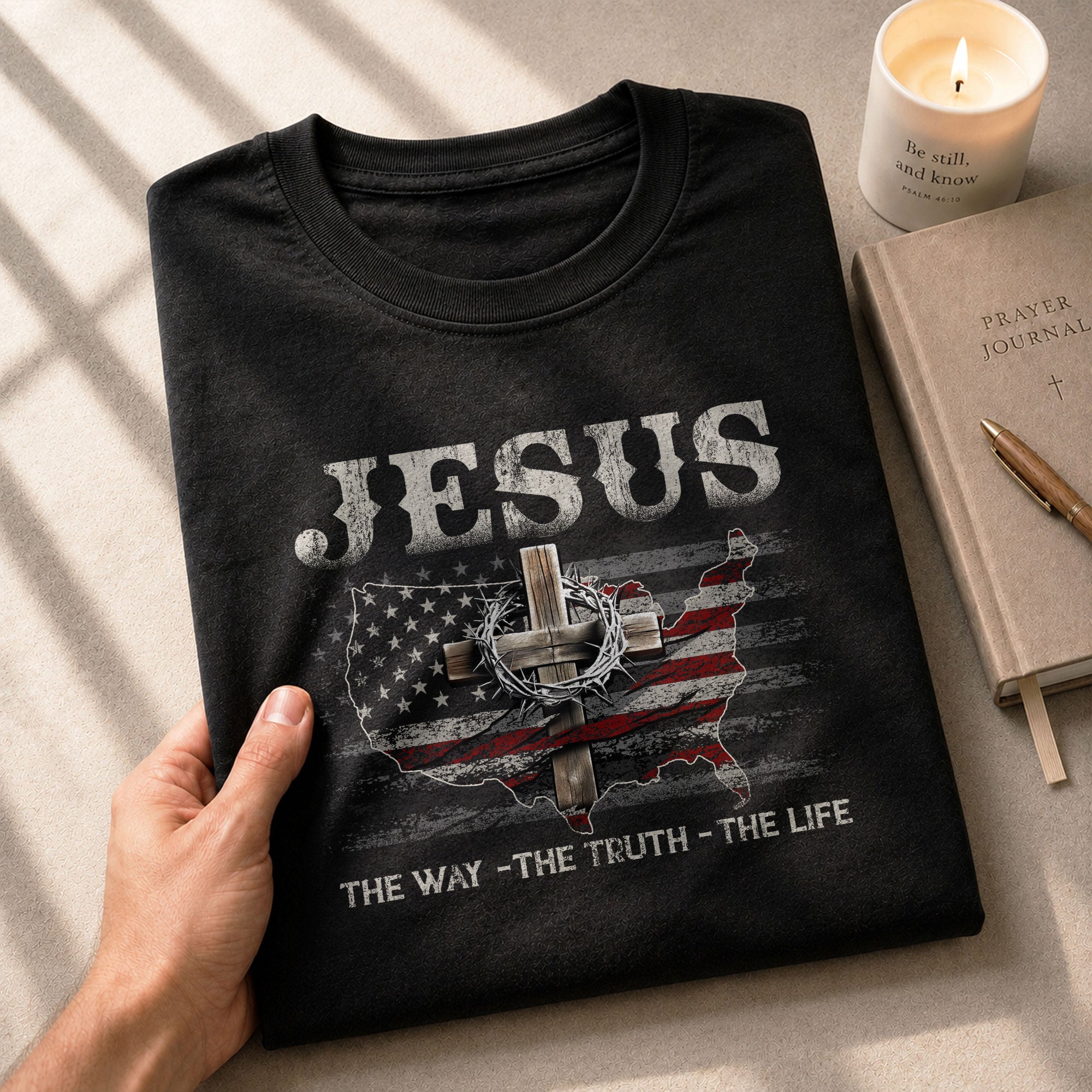 Jesus The Way, The Truth, The Life USA Christian, Christian Shirts for Men - Christian Tee Shirts - Rust Field Wear