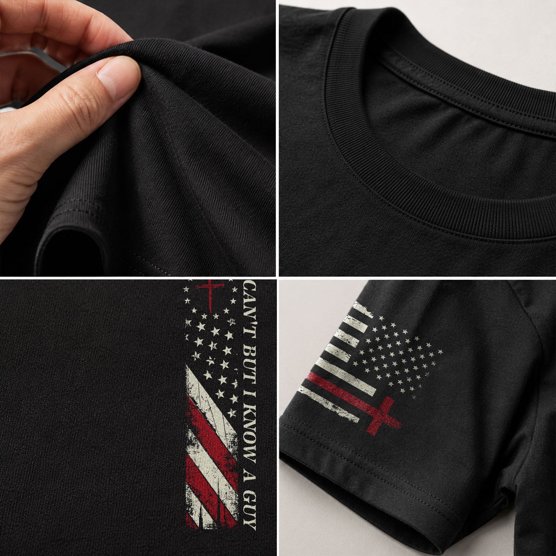 I Can’t But I Know a Guy , Christian Cross and American Flag - Christian Shirts for Men, Faith Based Christian Tee Shirts - Rust Field Wear