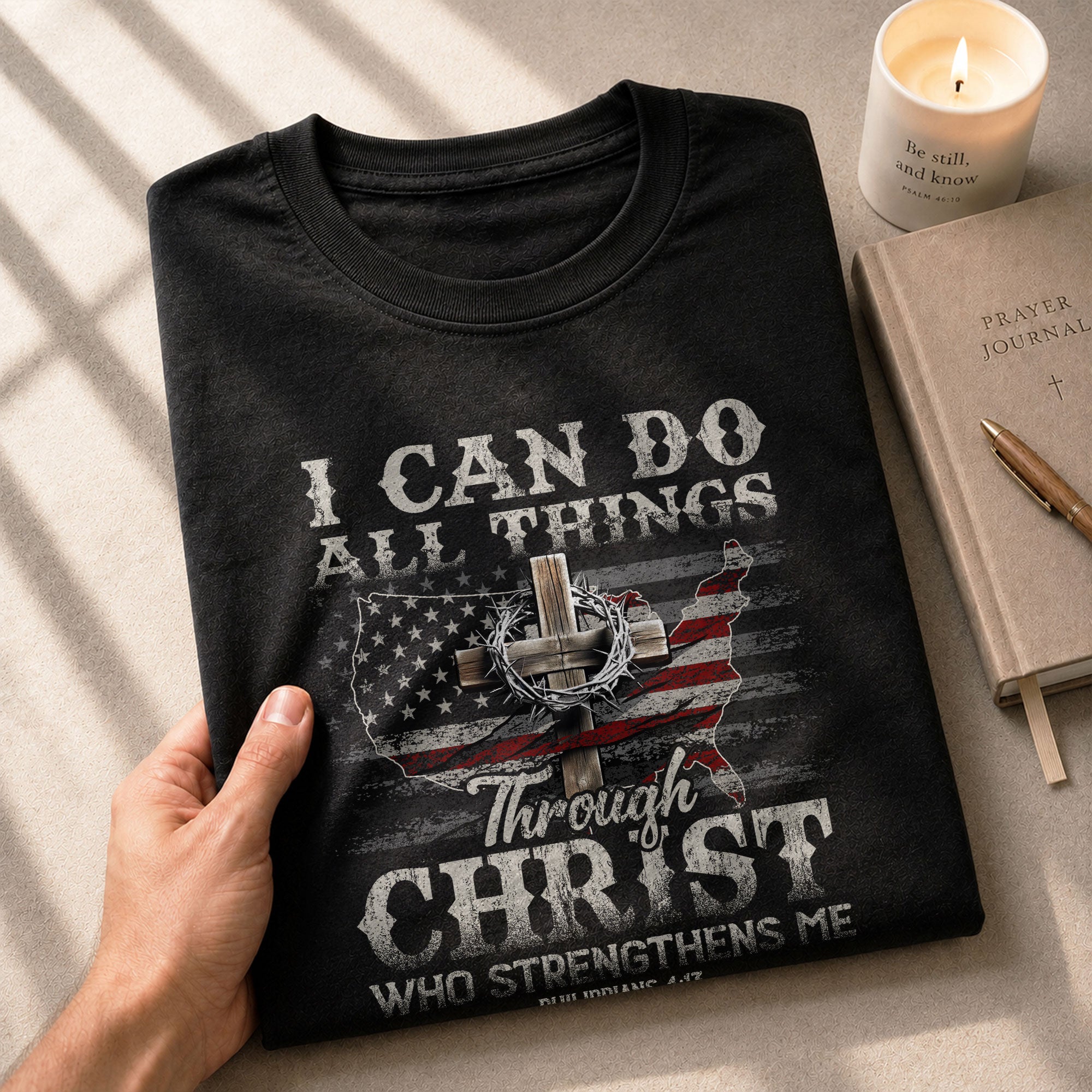 Christian Shirts for Men, I Can Do All Things Philippians 4:13 USA Christian - Christian Tee Shirts - Rust Field Wear