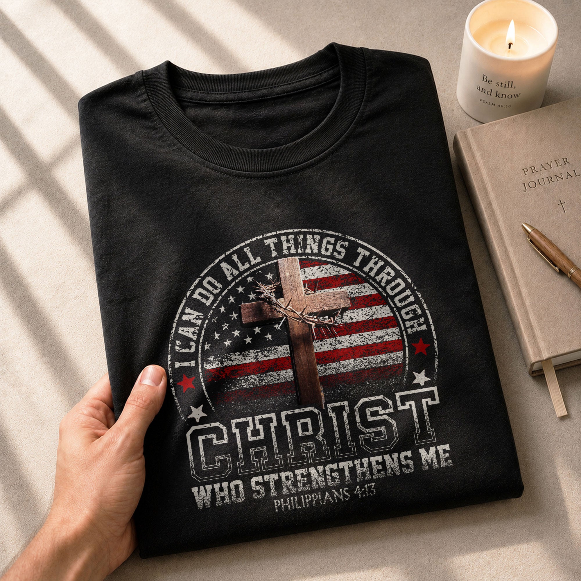 Faith Based Christian Tee Shirts, I Can Do All Things Through Christ Christian - Christian Shirts for Men - Rust Field Wear