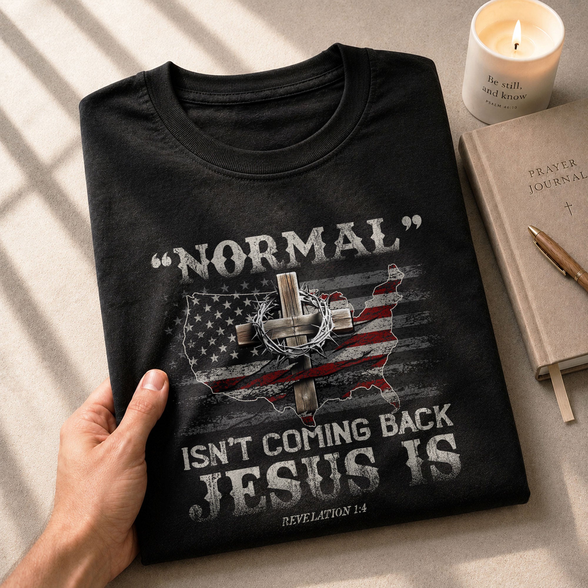 Jesus Is Coming Back Revelation 1:4 USA Christian, Christian Tee Shirts - Faith Shirts for Men - Rust Field Wear