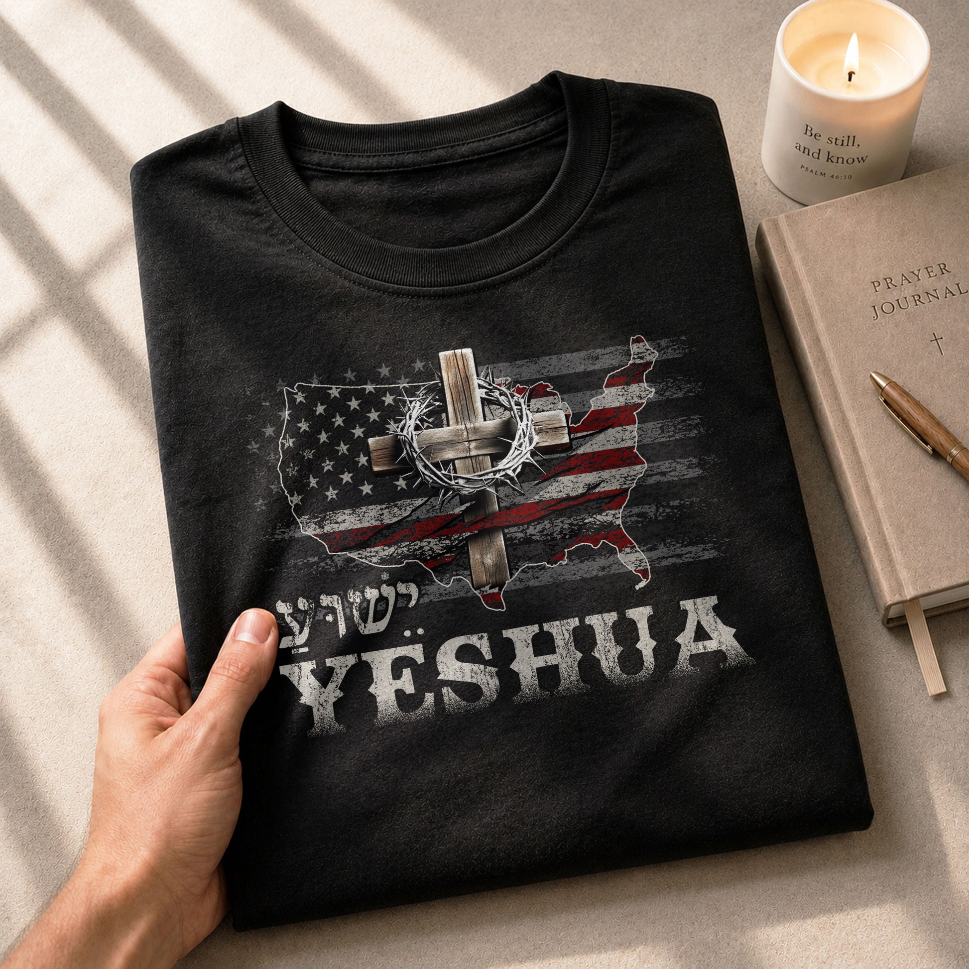 Yeshua Crown of Thorns Map, Christian Shirts for Men - Christian Tee Shirts - Rust Field Wear