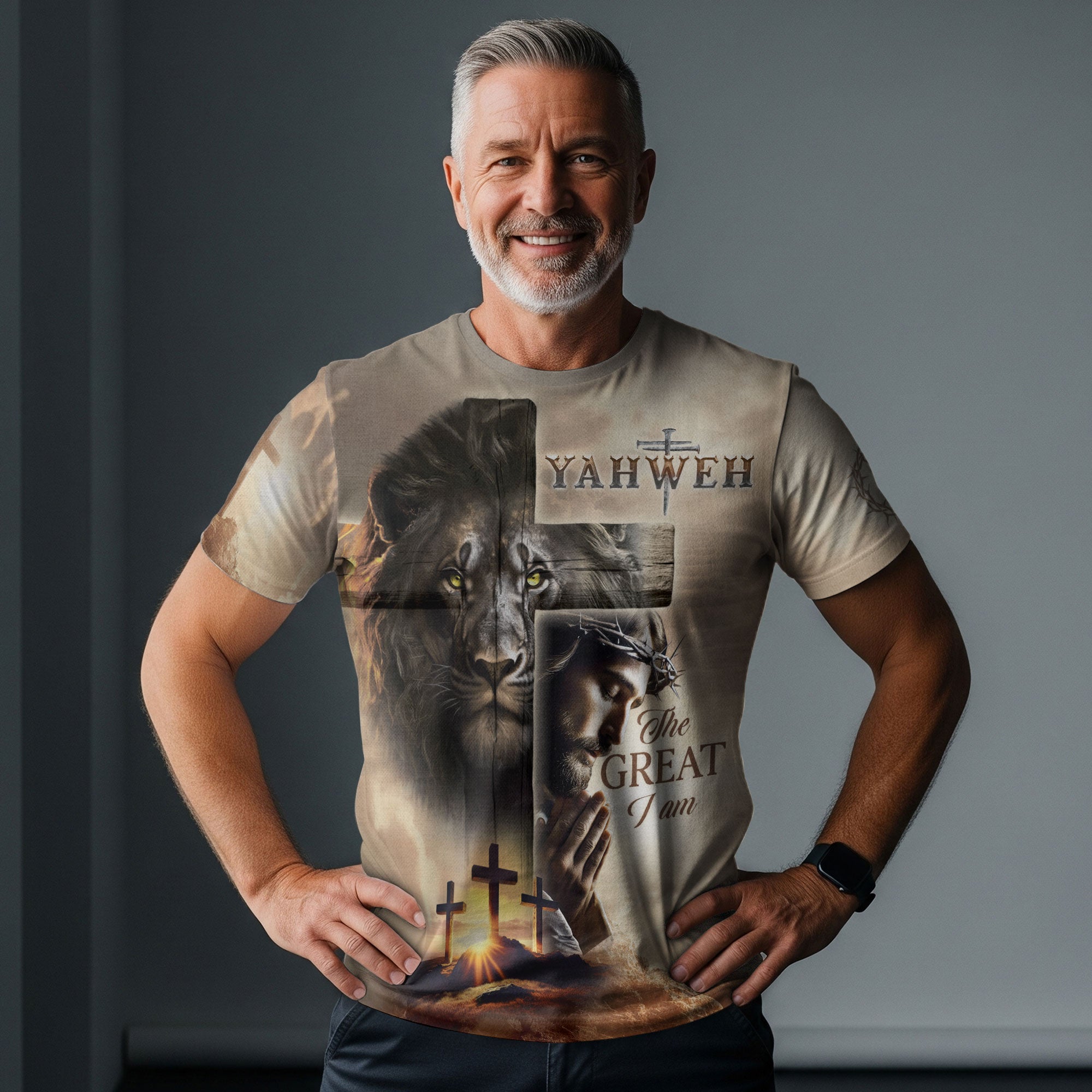 Freedom Shirts for Men, Lion of Judah and Cross Yahweh The Great I Am - Christian Tee Shirts, RustField Co - Rust Field Wear