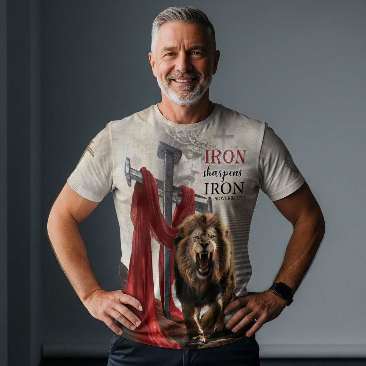 Iron Sharpens Iron Proverbs 27 17 Roaring Lion, Freedom Shirts - Christian Tee Shirts for Men, RustField Co - Rust Field Wear