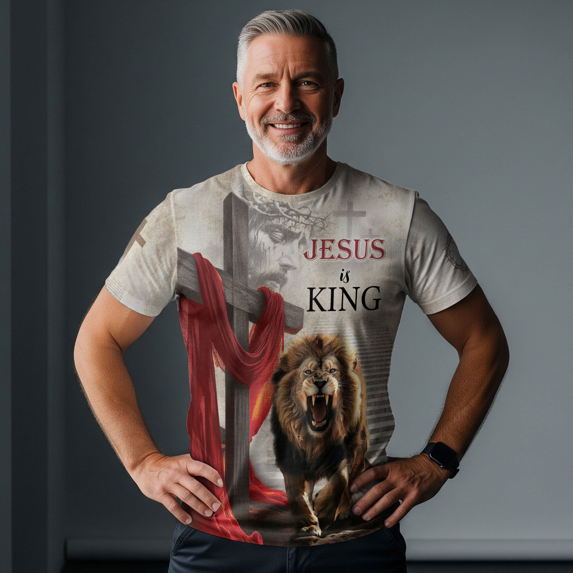 Christian Tee Shirts for Men - Jesus Is King The Roaring Lion Of Judah Triumphant, RustField Co Freedom Shirts - Rust Field Wear